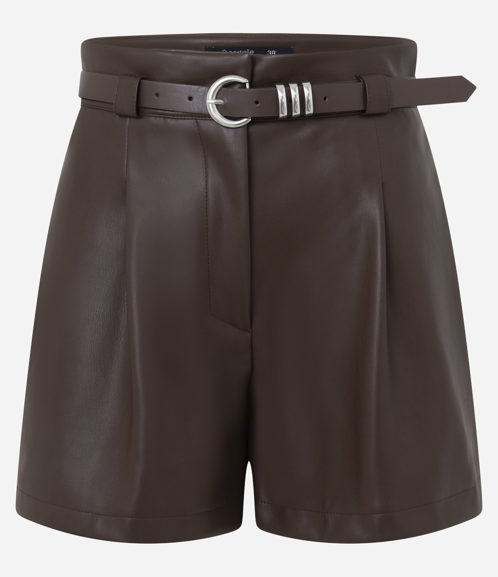 Short Curto em PU com Cinto e Fivela Metálica Chocolate Martini 5