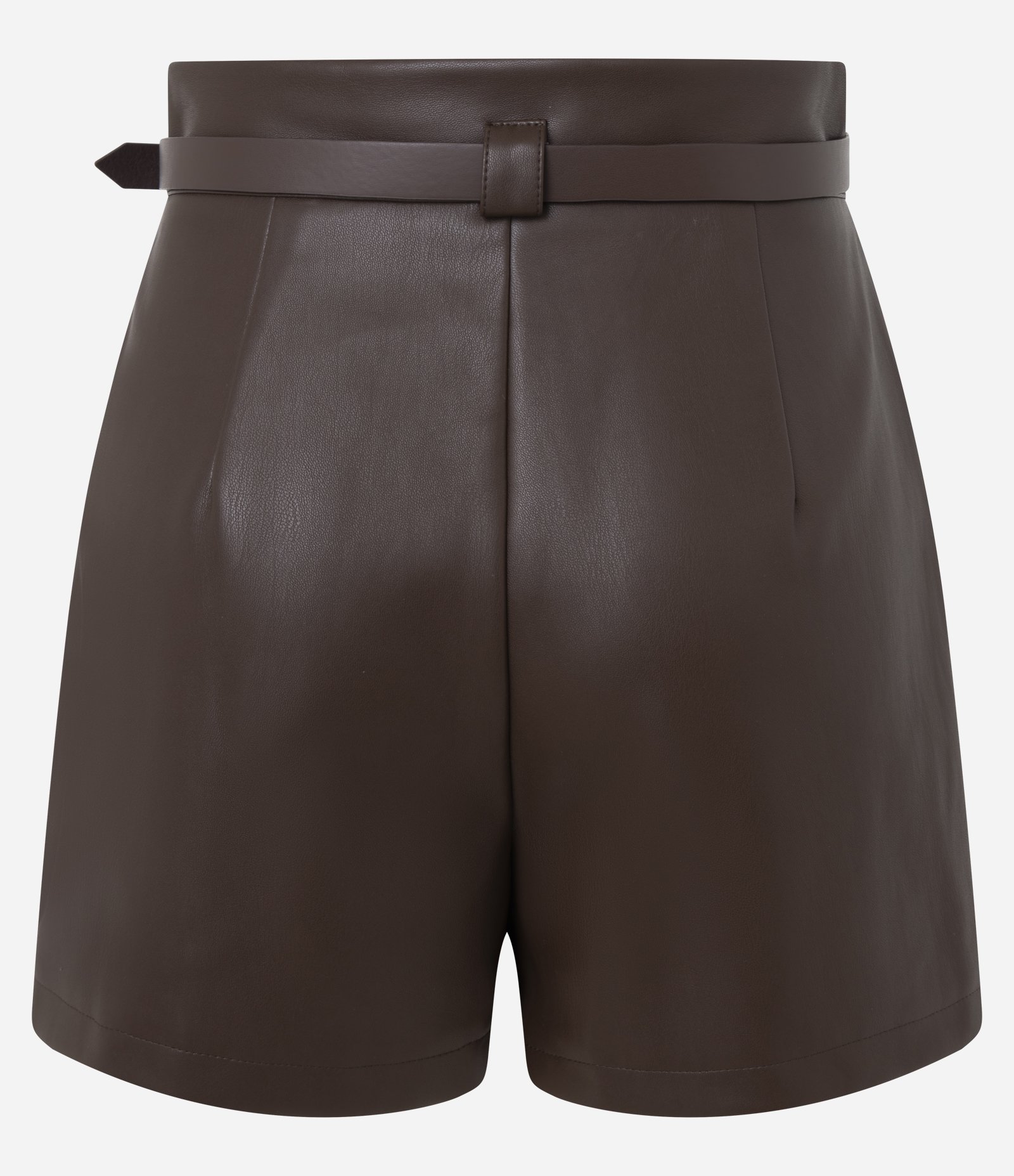 Short Curto em PU com Cinto e Fivela Metálica Chocolate Martini 6