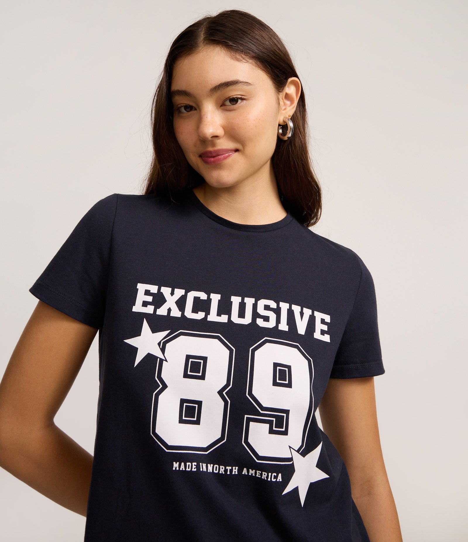 Camiseta em Algodão com Estampa Lettering Exclusive 89 Azul 1