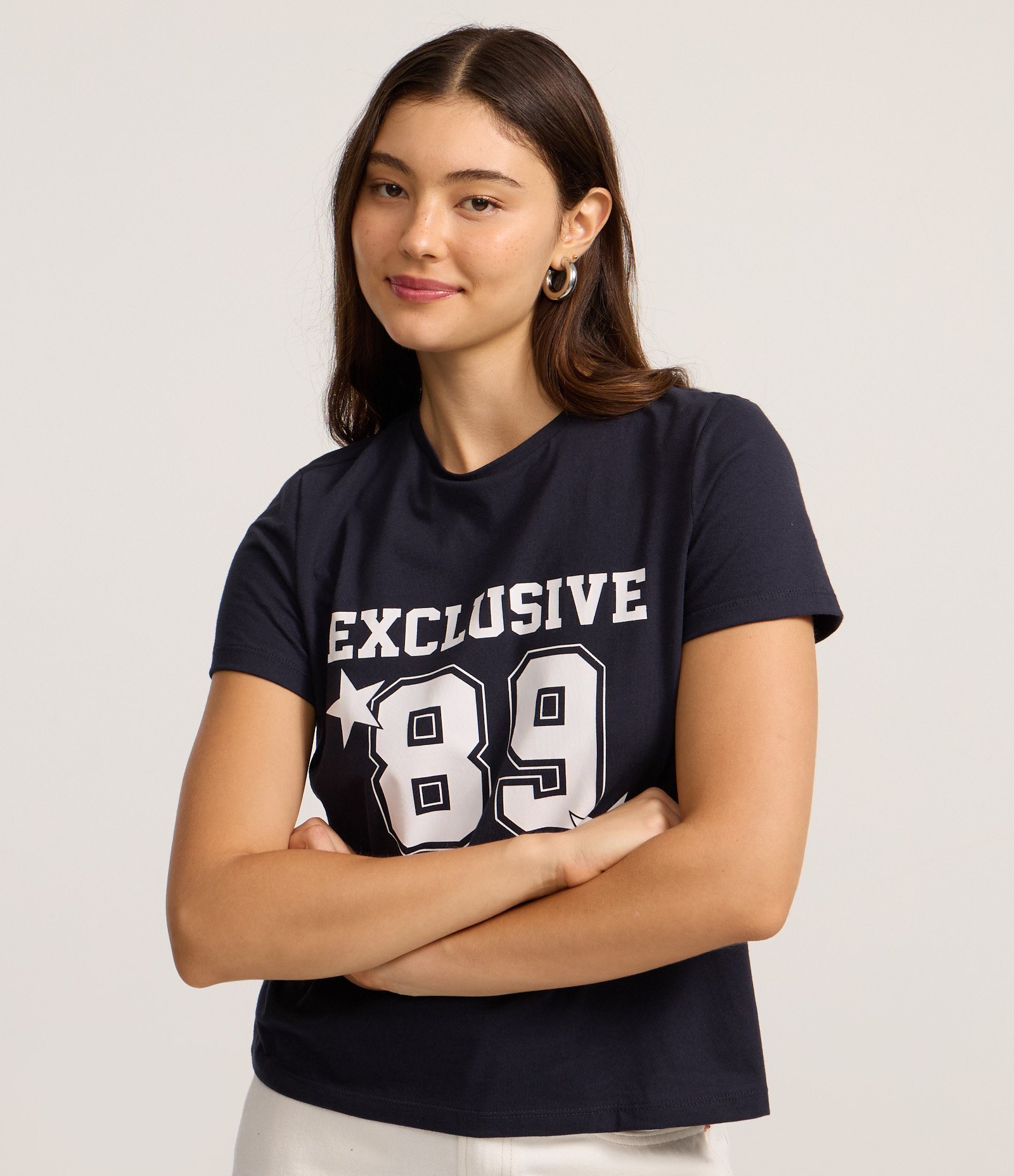 Camiseta em Algodão com Estampa Lettering Exclusive 89 Azul 3