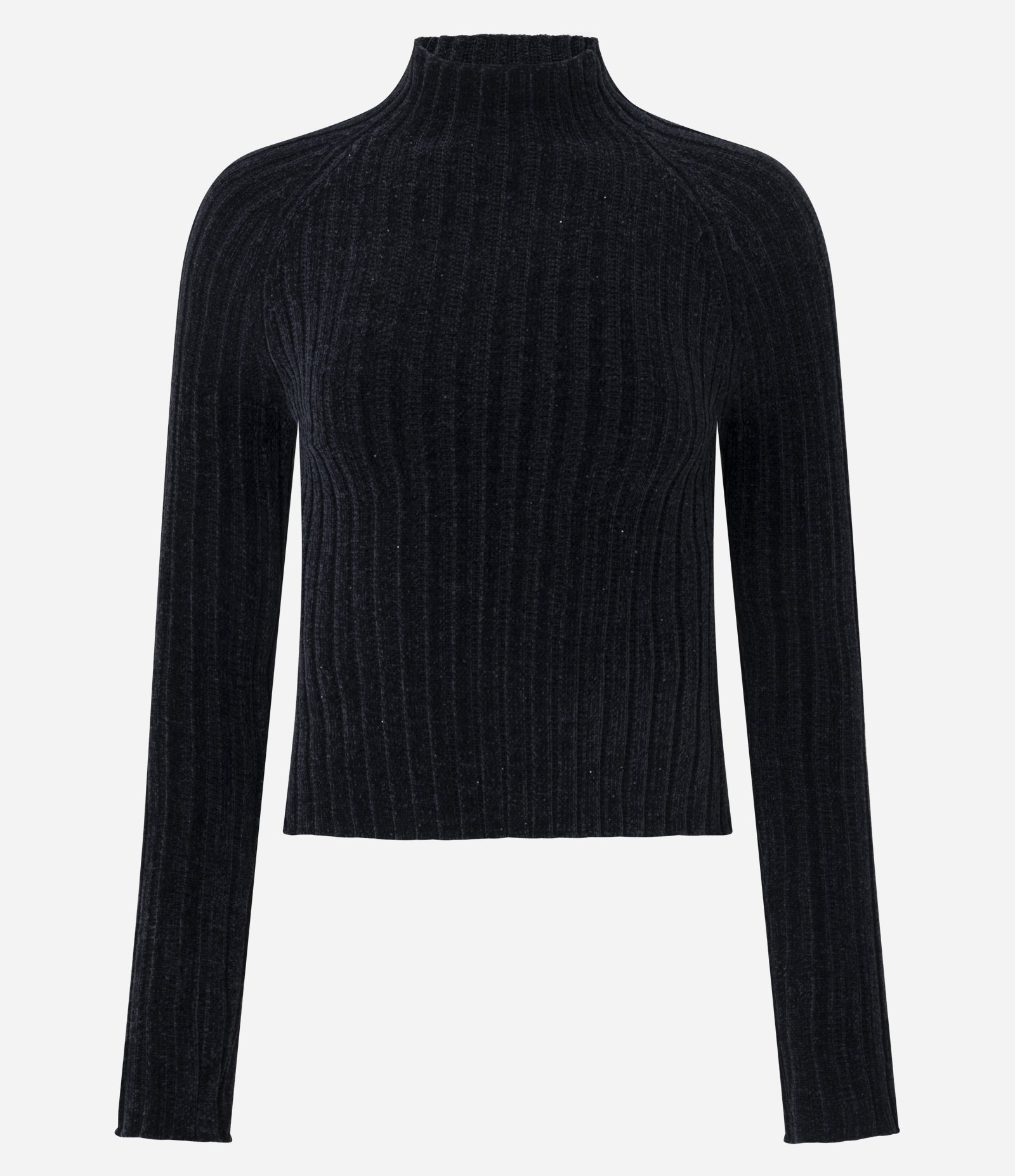 Blusa Cropped em Tricô com Gola Alta Preto 5