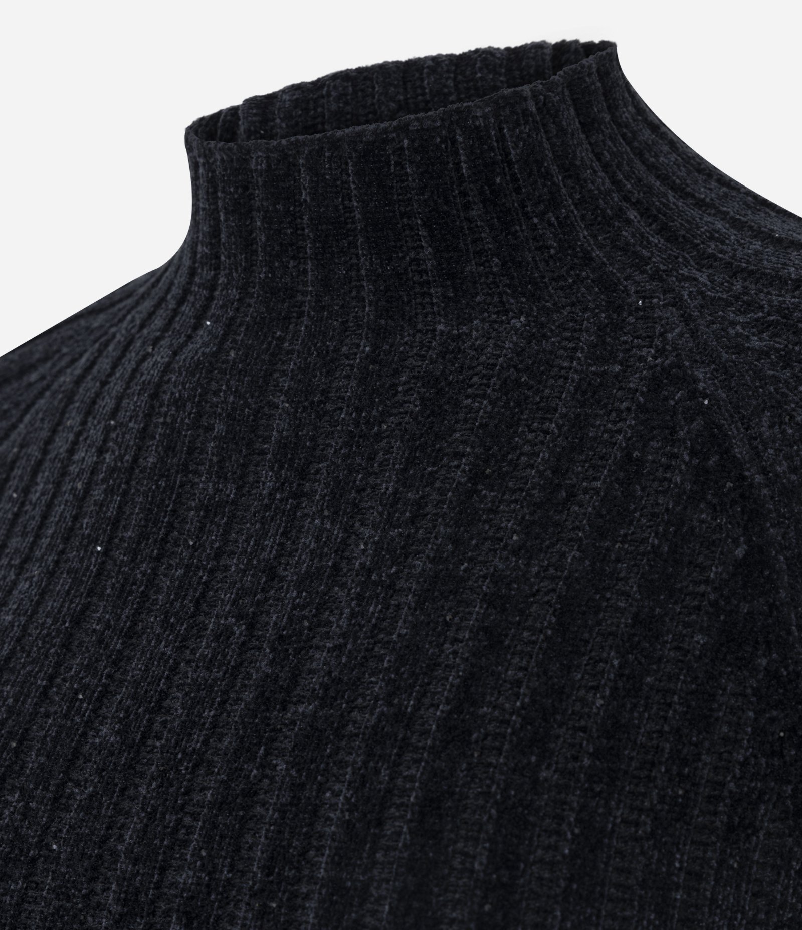 Blusa Cropped em Tricô com Gola Alta Preto 6