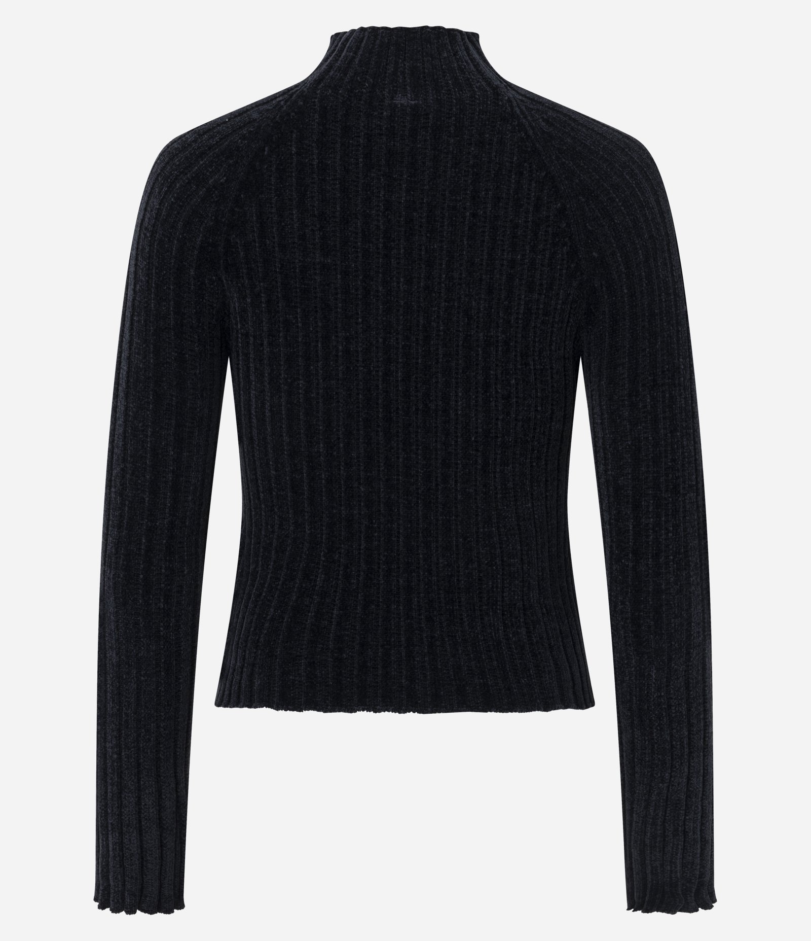 Blusa Cropped em Tricô com Gola Alta Preto 7