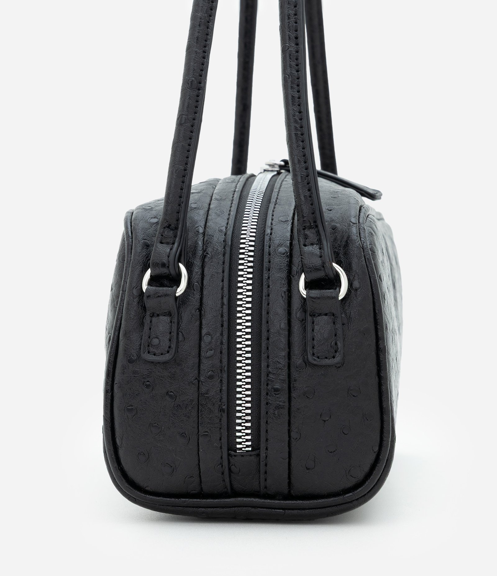 Bolsa Média Retangular com Textura e Alças Duplas Preto 3