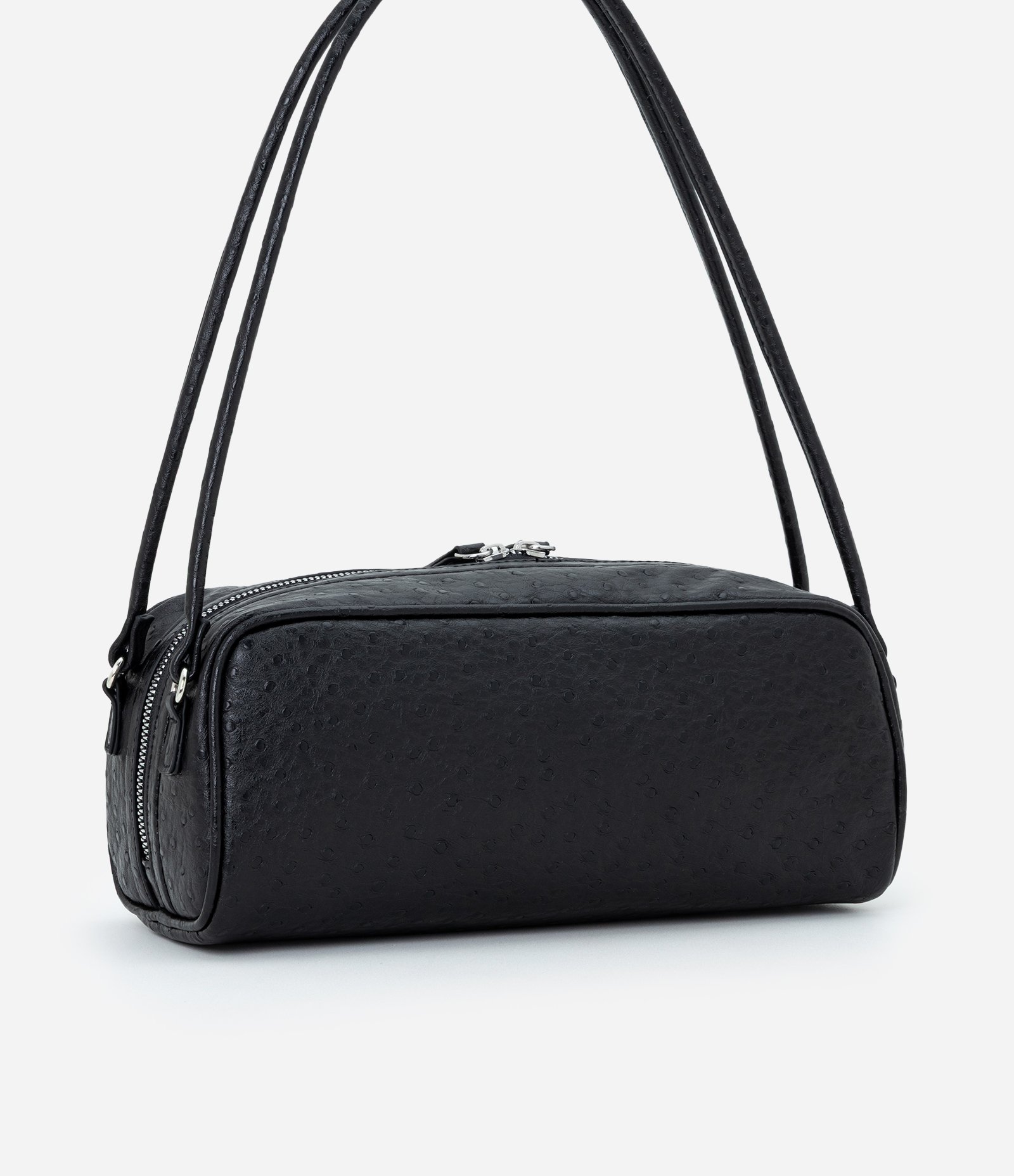 Bolsa Média Retangular com Textura e Alças Duplas Preto 4