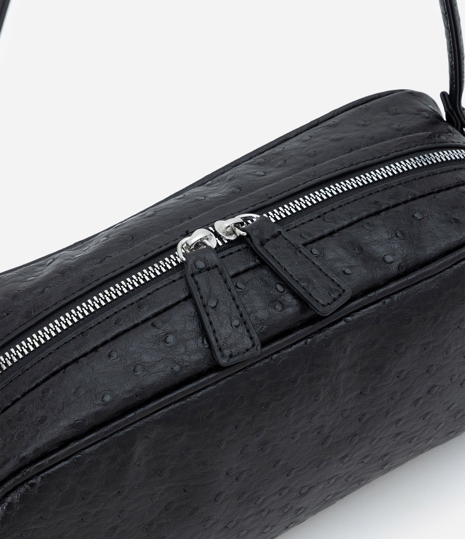 Bolsa Média Retangular com Textura e Alças Duplas Preto 5