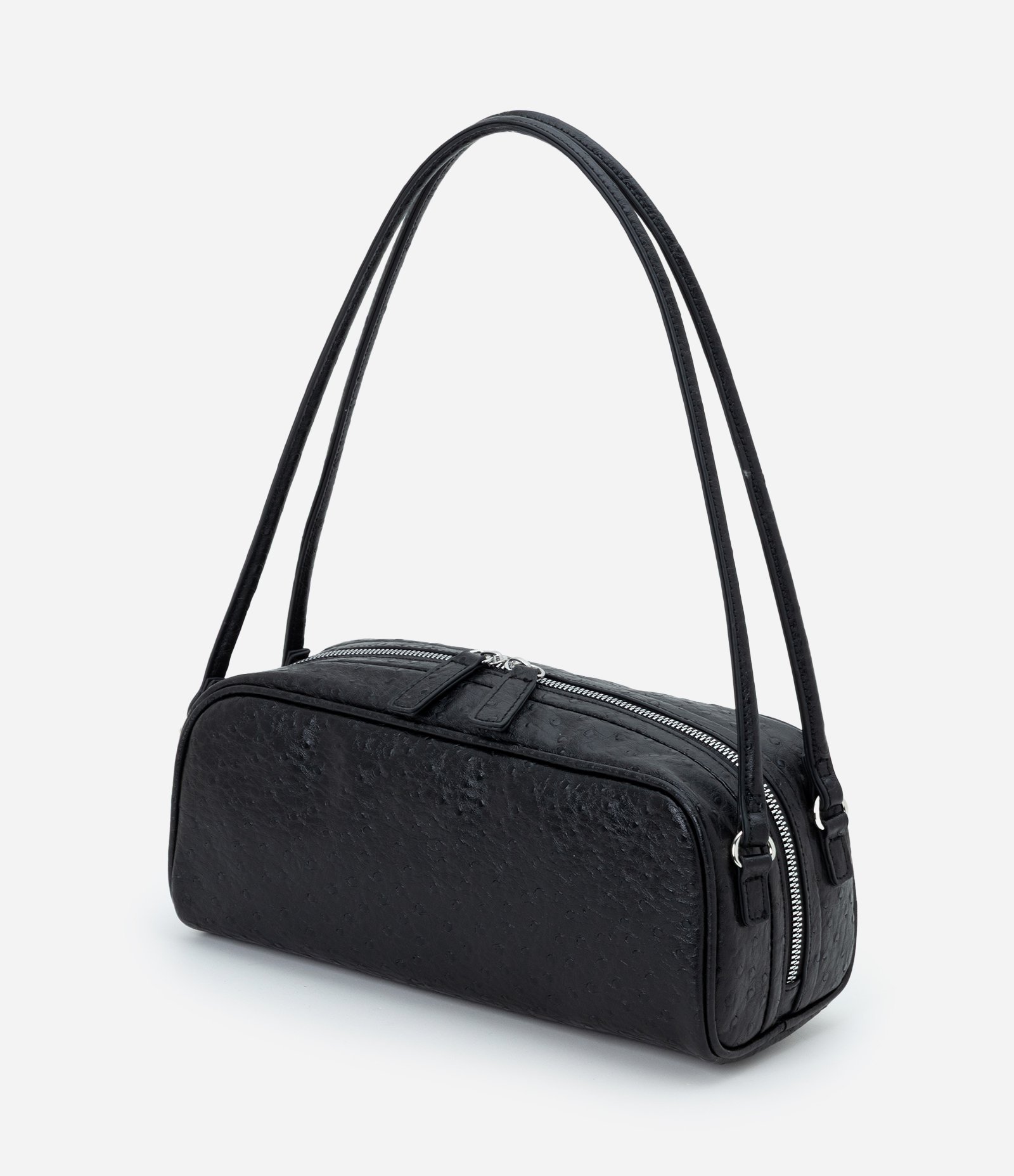 Bolsa Média Retangular com Textura e Alças Duplas Preto 6