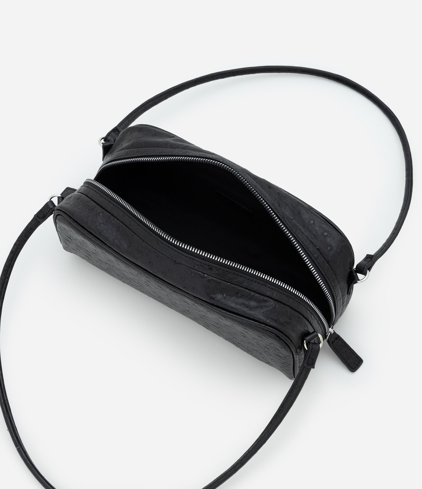 Bolsa Média Retangular com Textura e Alças Duplas Preto 8