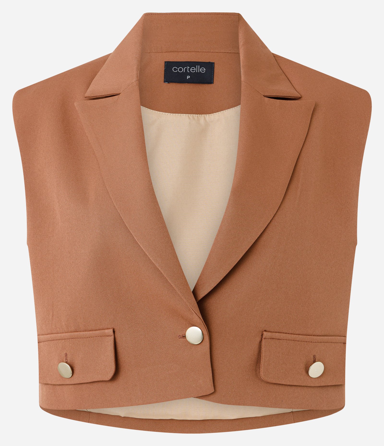 Colete Curto Alfaiatado com Ombreira Marrom 5