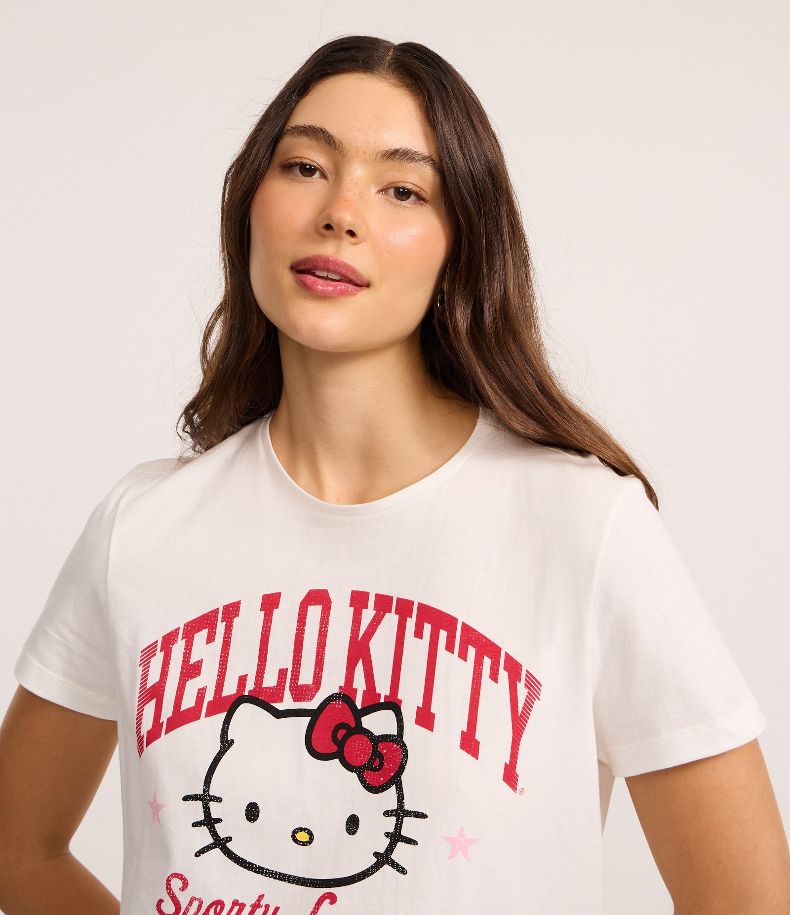 Camiseta T-shirt em Algodão com Estampa Hello Kitty Branco 1