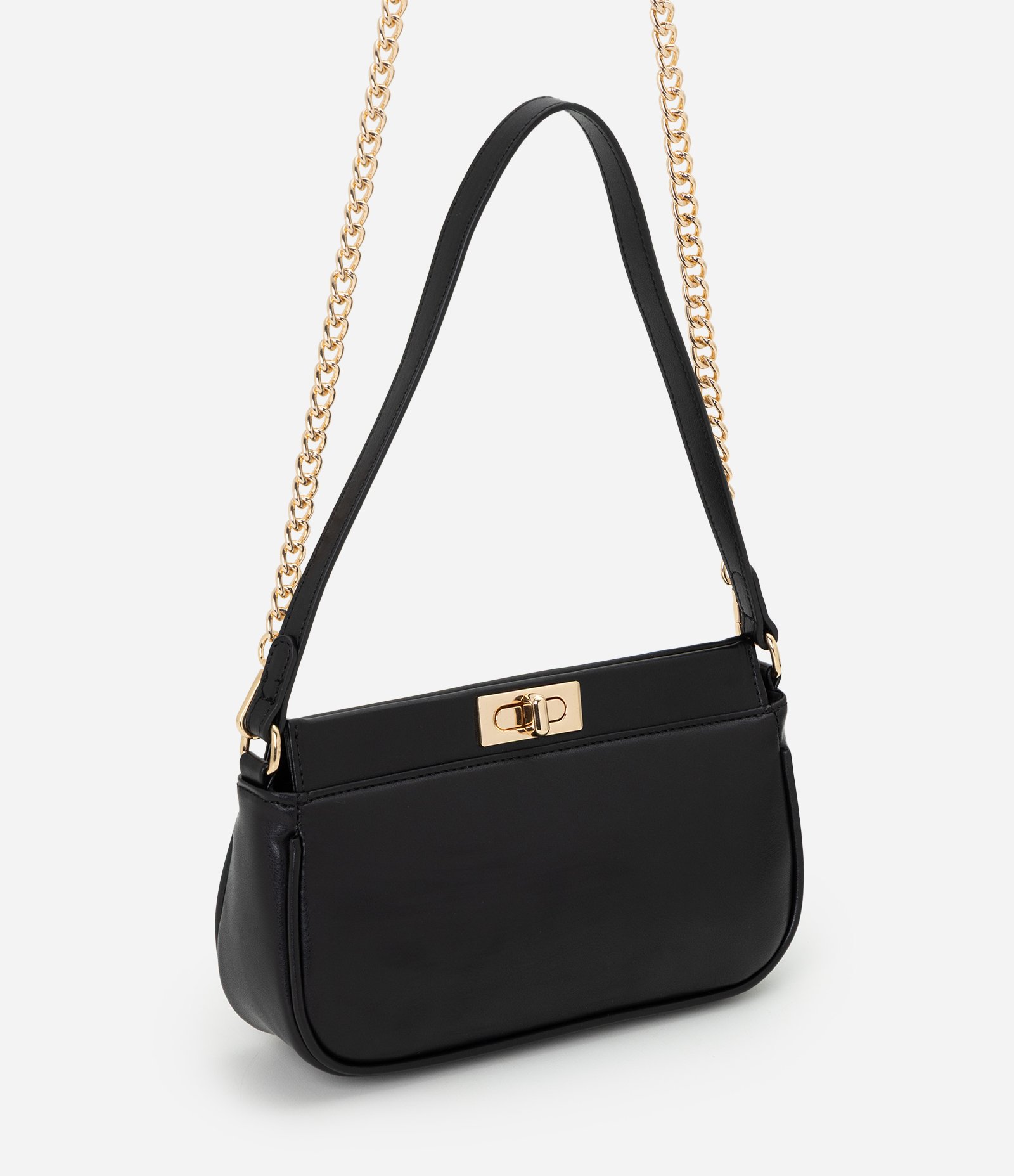 Bolsa Baguete Pequena com Corrente Removível Preto 2