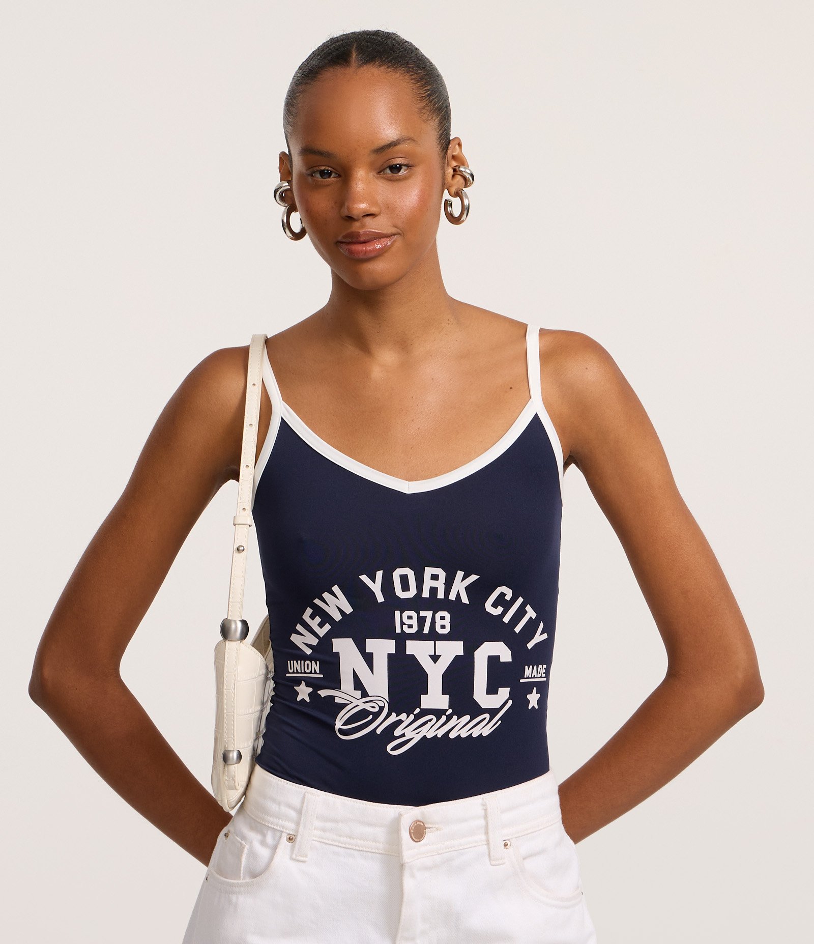 Body em Poliamida com Estampa New York City 1978 Azul 1