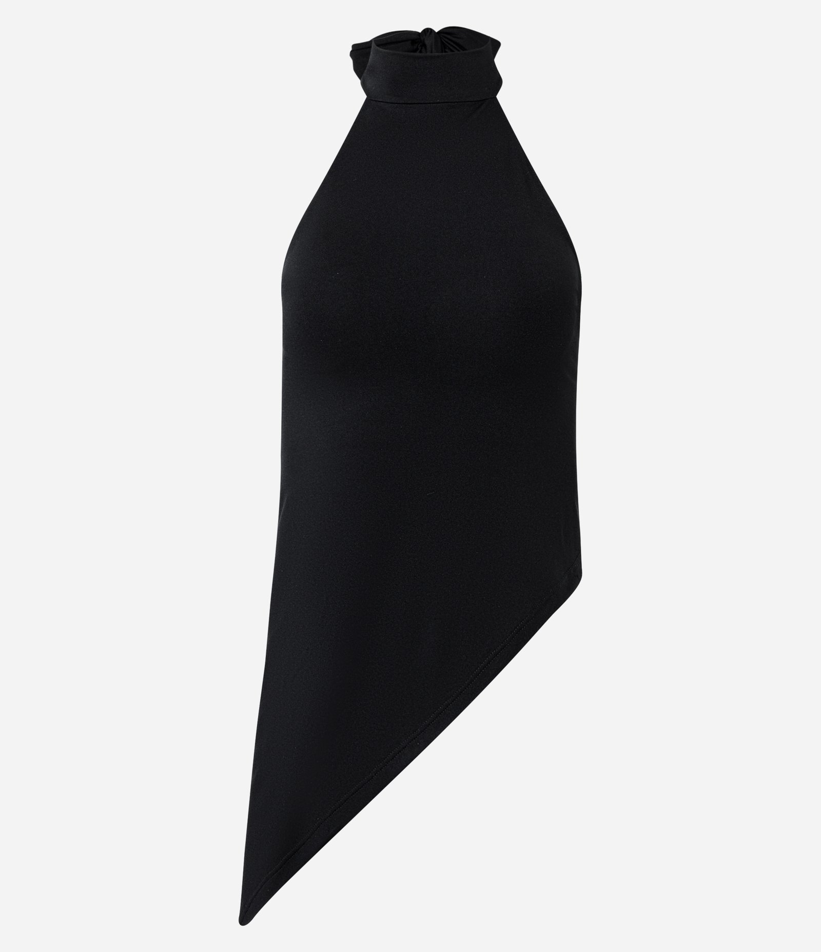 Blusa em Poliamida com Decote Halter e Barra Assimétrica Preto 5