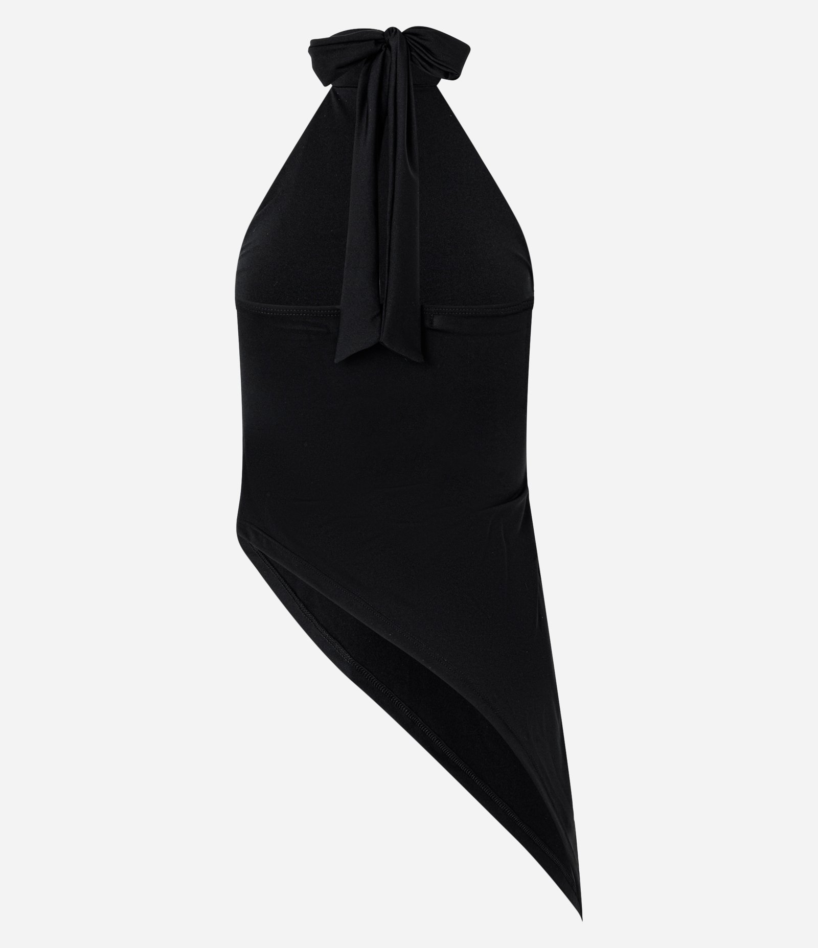 Blusa em Poliamida com Decote Halter e Barra Assimétrica Preto 6