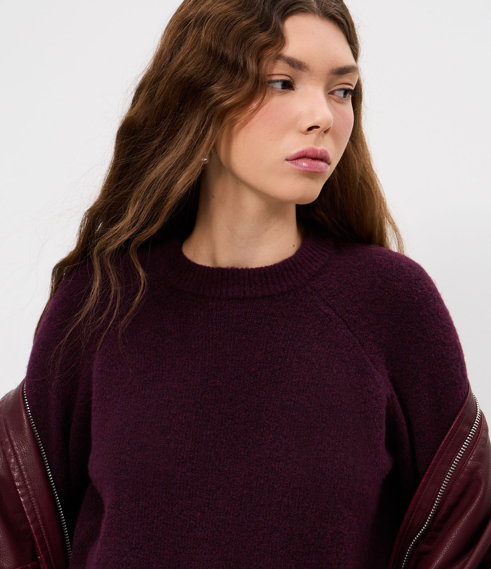 Suéter em Tricô com Manga Raglan Roxo 4