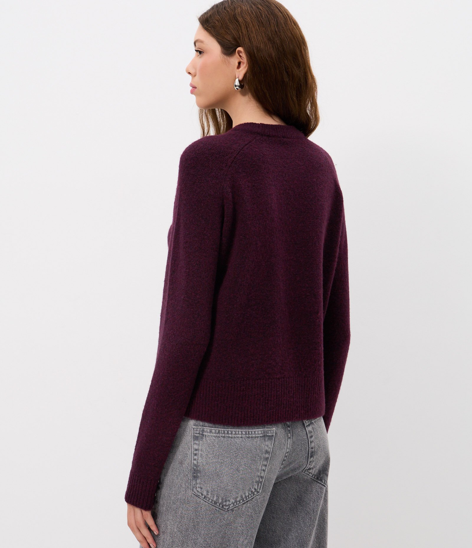 Suéter em Tricô com Manga Raglan Roxo 5