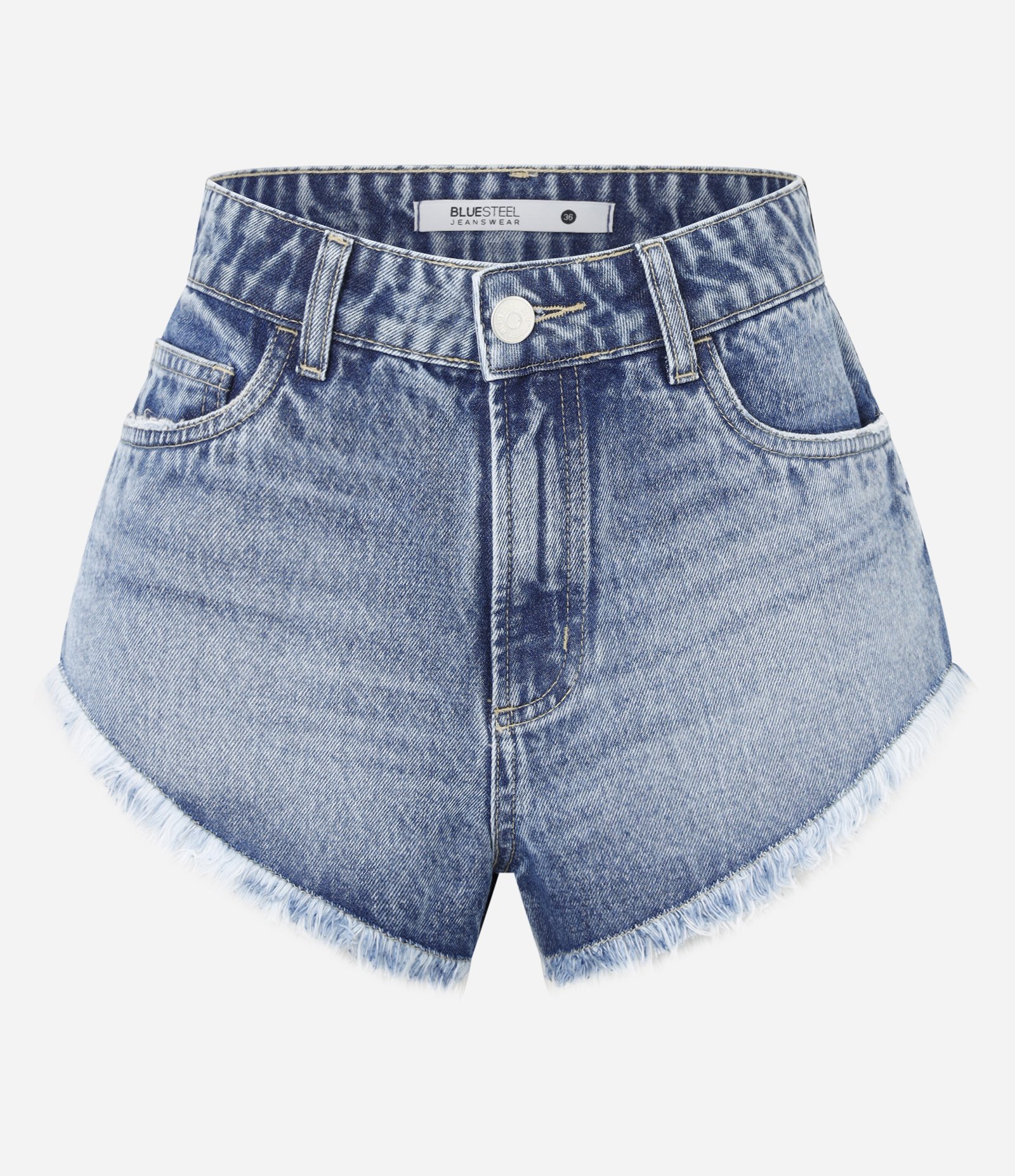 Short Micro em Jeans com Cintura Baixa e Barra Desfiada Azul 1