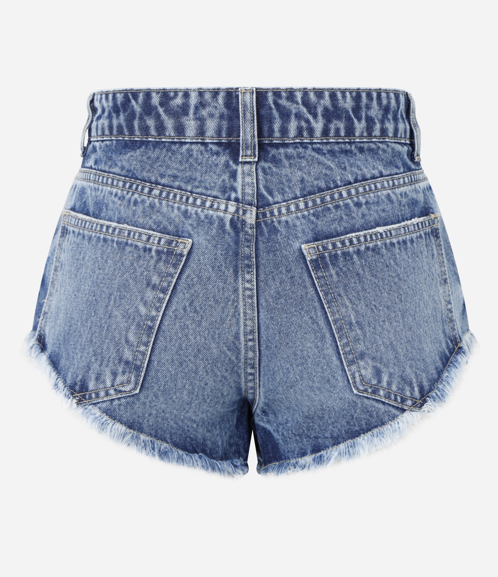 Short Micro em Jeans com Cintura Baixa e Barra Desfiada Azul 2