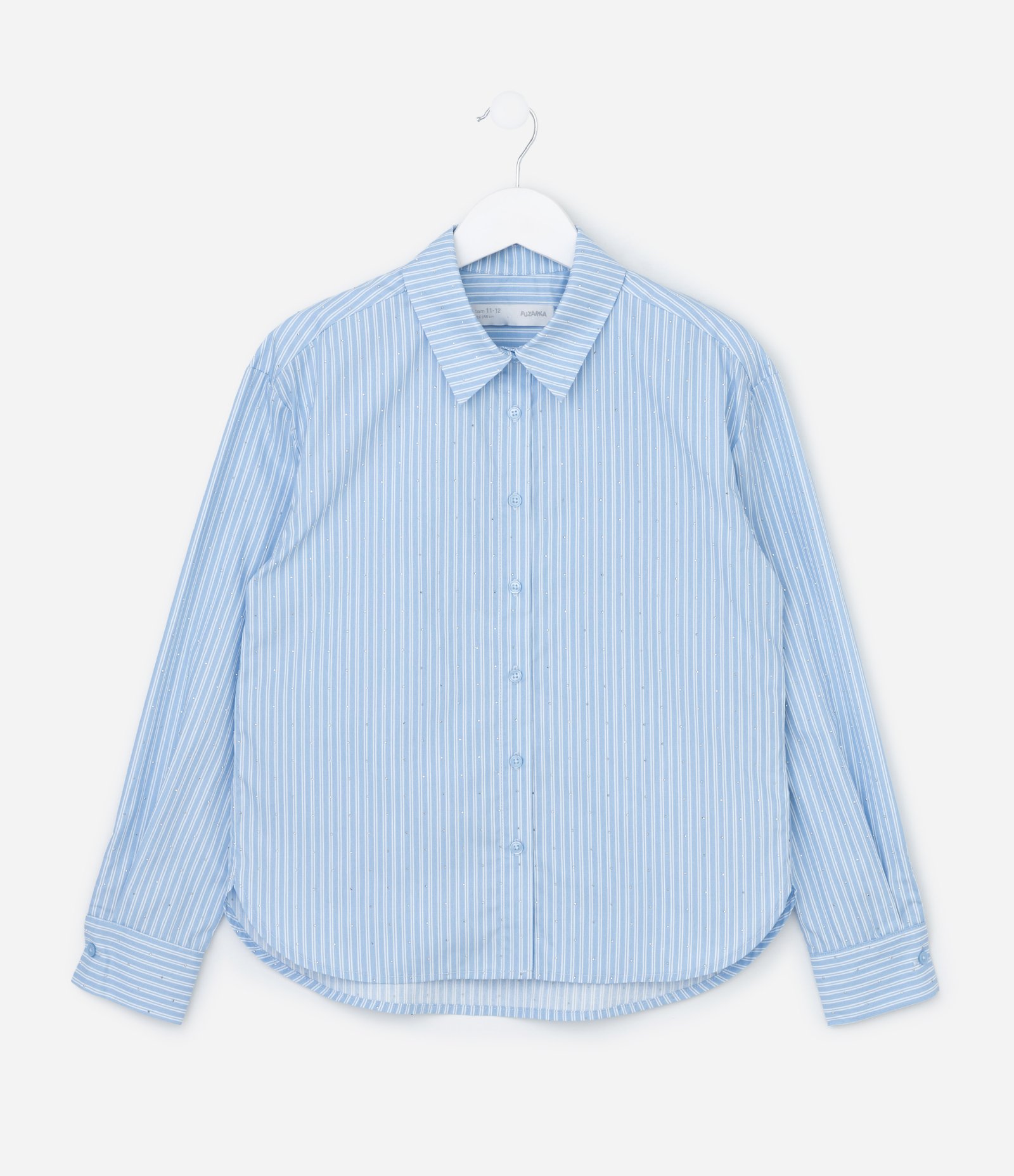 Camisa Infantil Alfaiataria em Tricoline Listrado com Brilhos – Tam 5 a 14 Anos Azul Claro 1