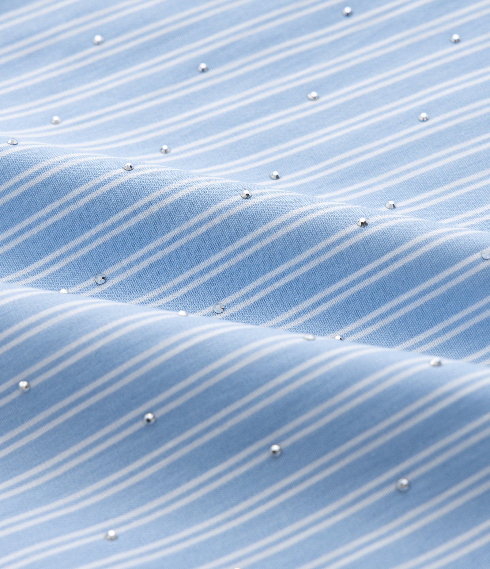 Camisa Infantil Alfaiataria em Tricoline Listrado com Brilhos – Tam 5 a 14 Anos Azul Claro 3