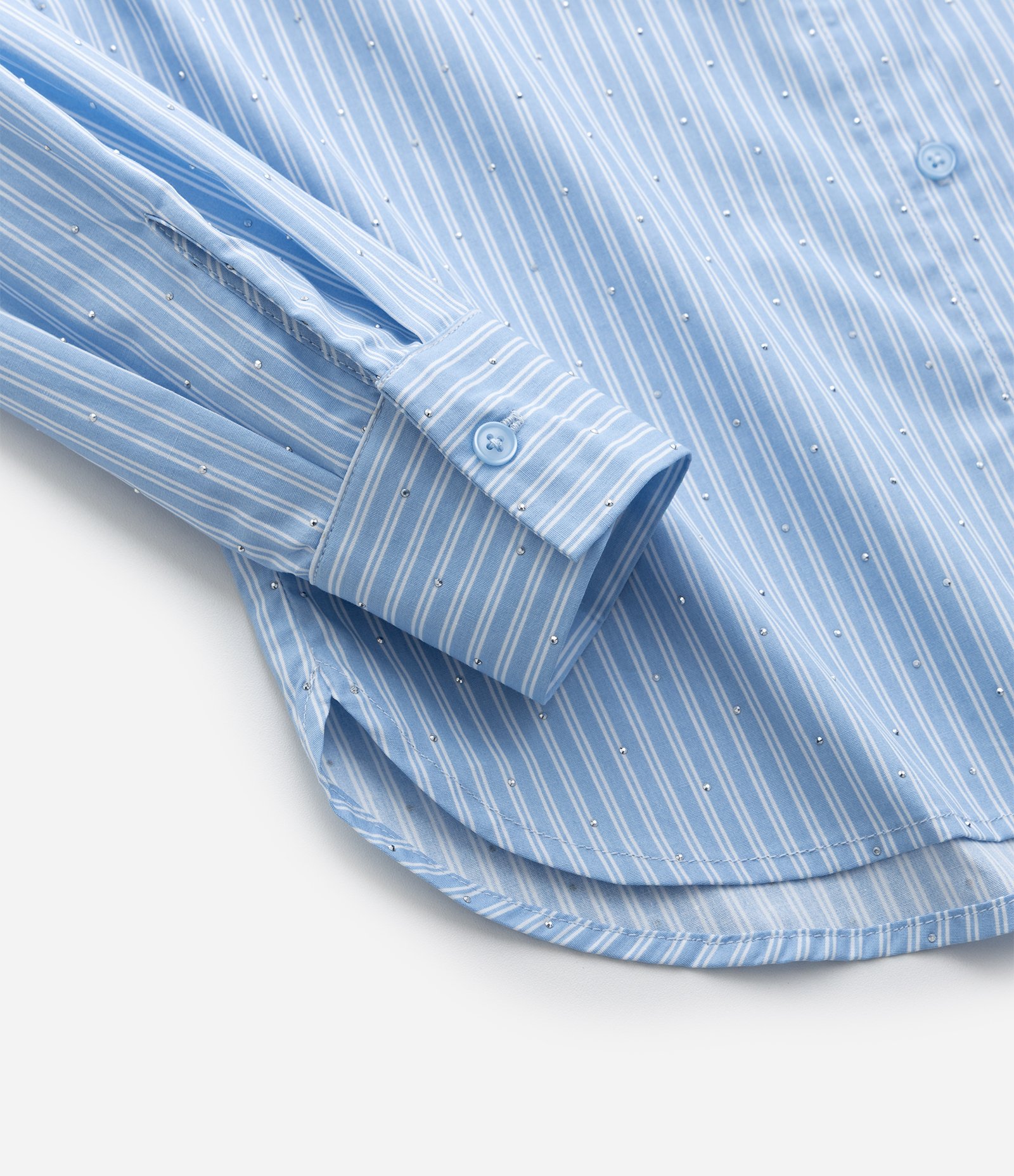 Camisa Infantil Alfaiataria em Tricoline Listrado com Brilhos – Tam 5 a 14 Anos Azul Claro 4