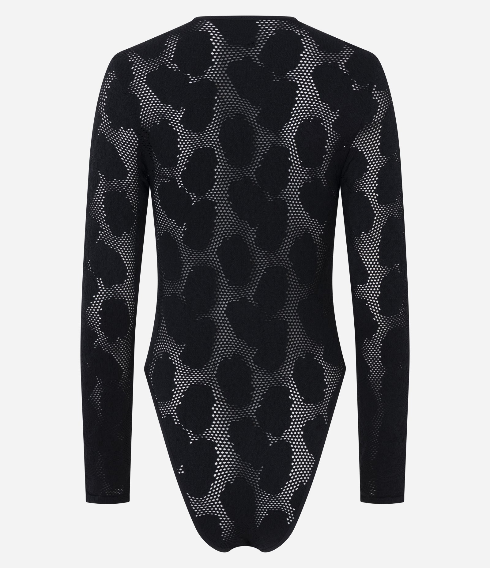 Body Manga Longa Seamless com Textura Rendada Preto 7