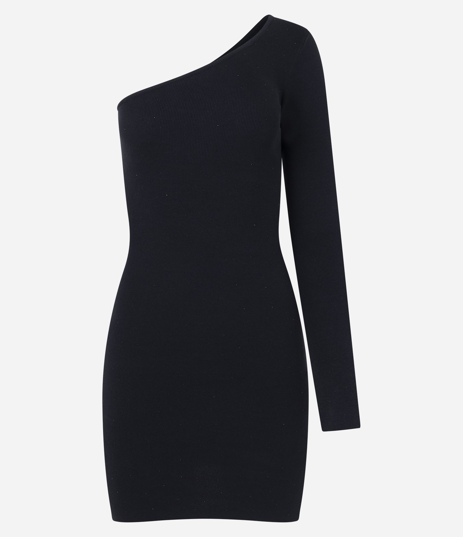 Vestido Ombro Único em Tricô com Brilho Preto 5