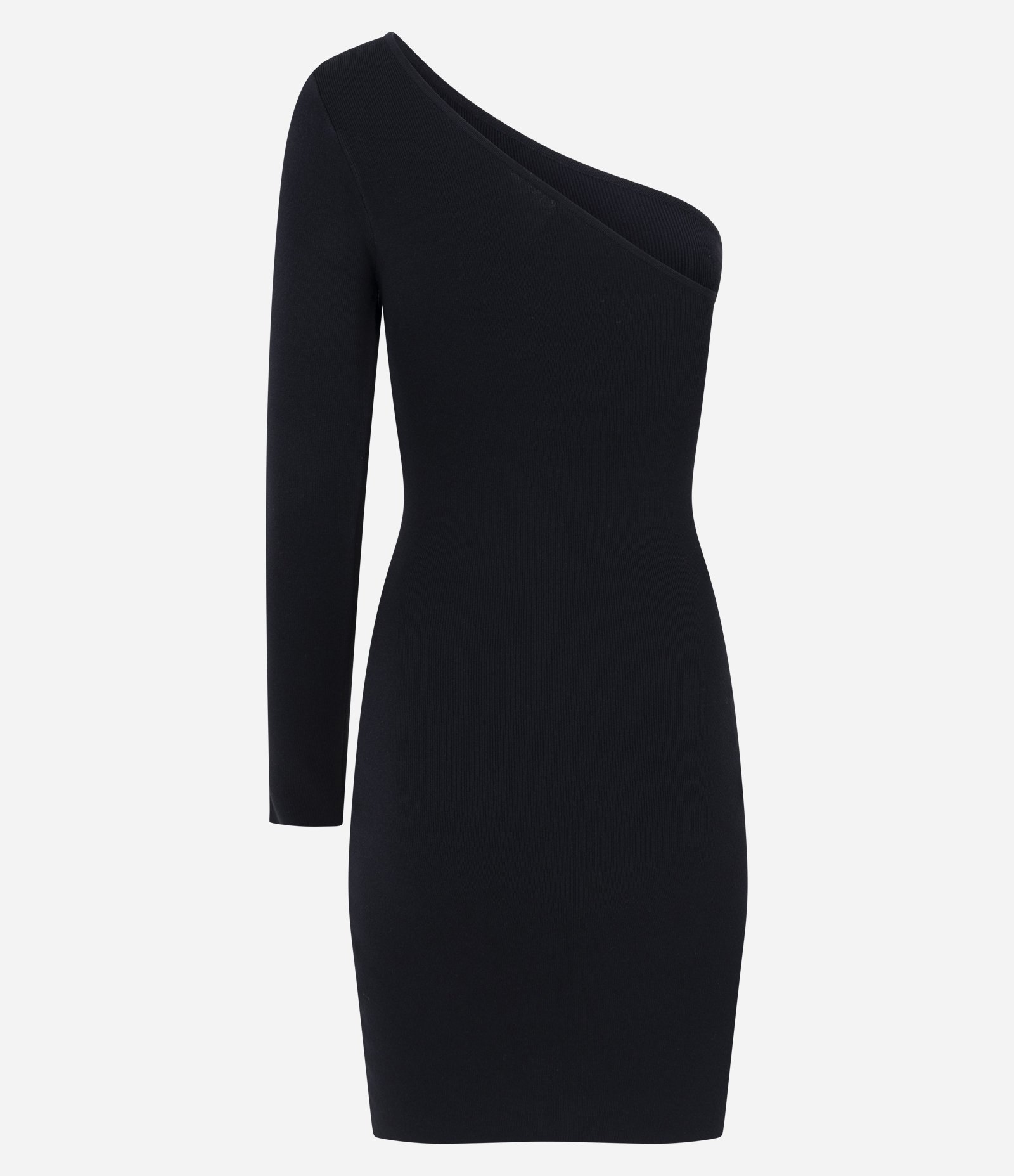 Vestido Ombro Único em Tricô com Brilho Preto 7