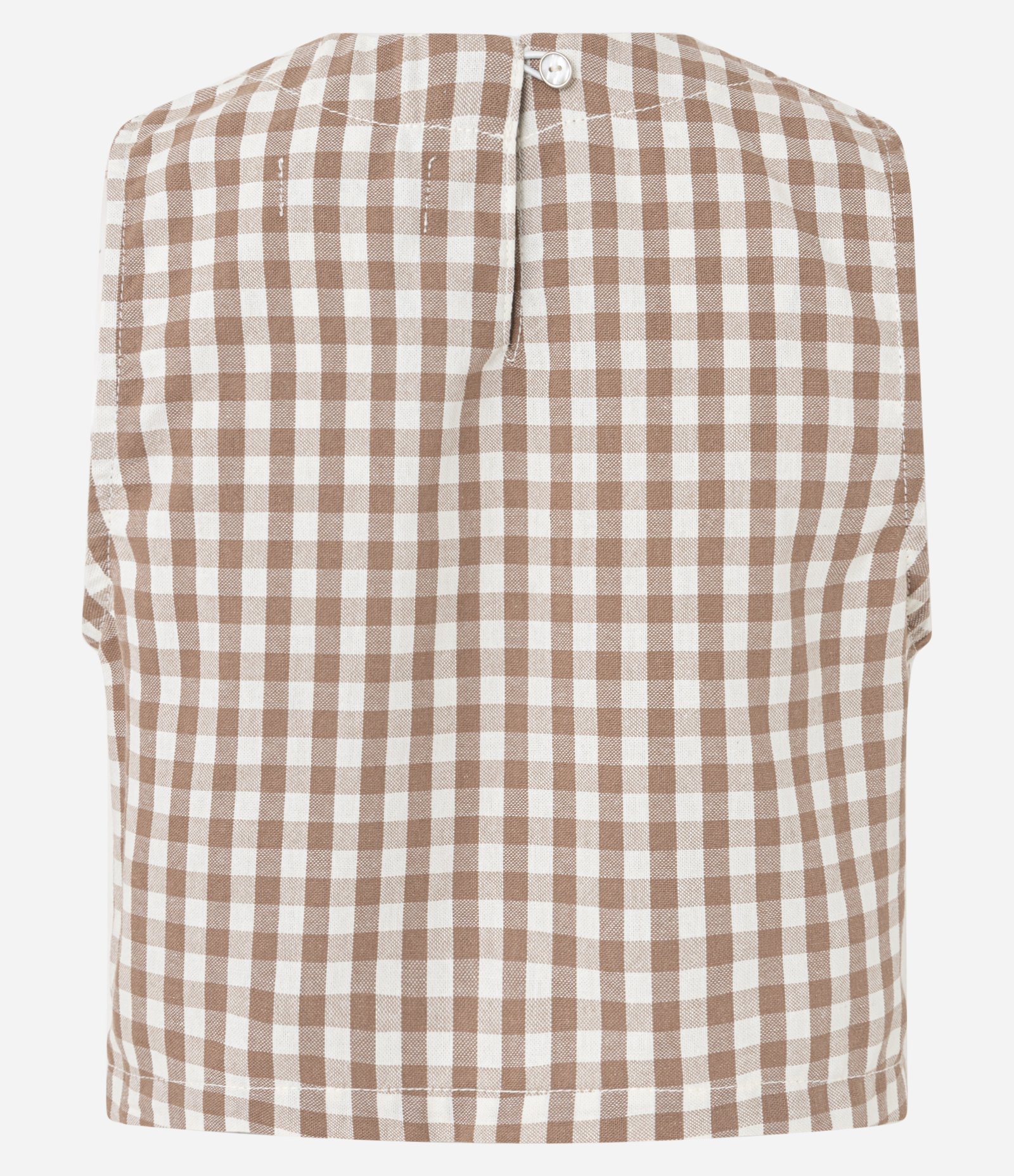 Blusa em Sarja com Gola Redonda e Estampa Xadrez Vichy Marrom 2