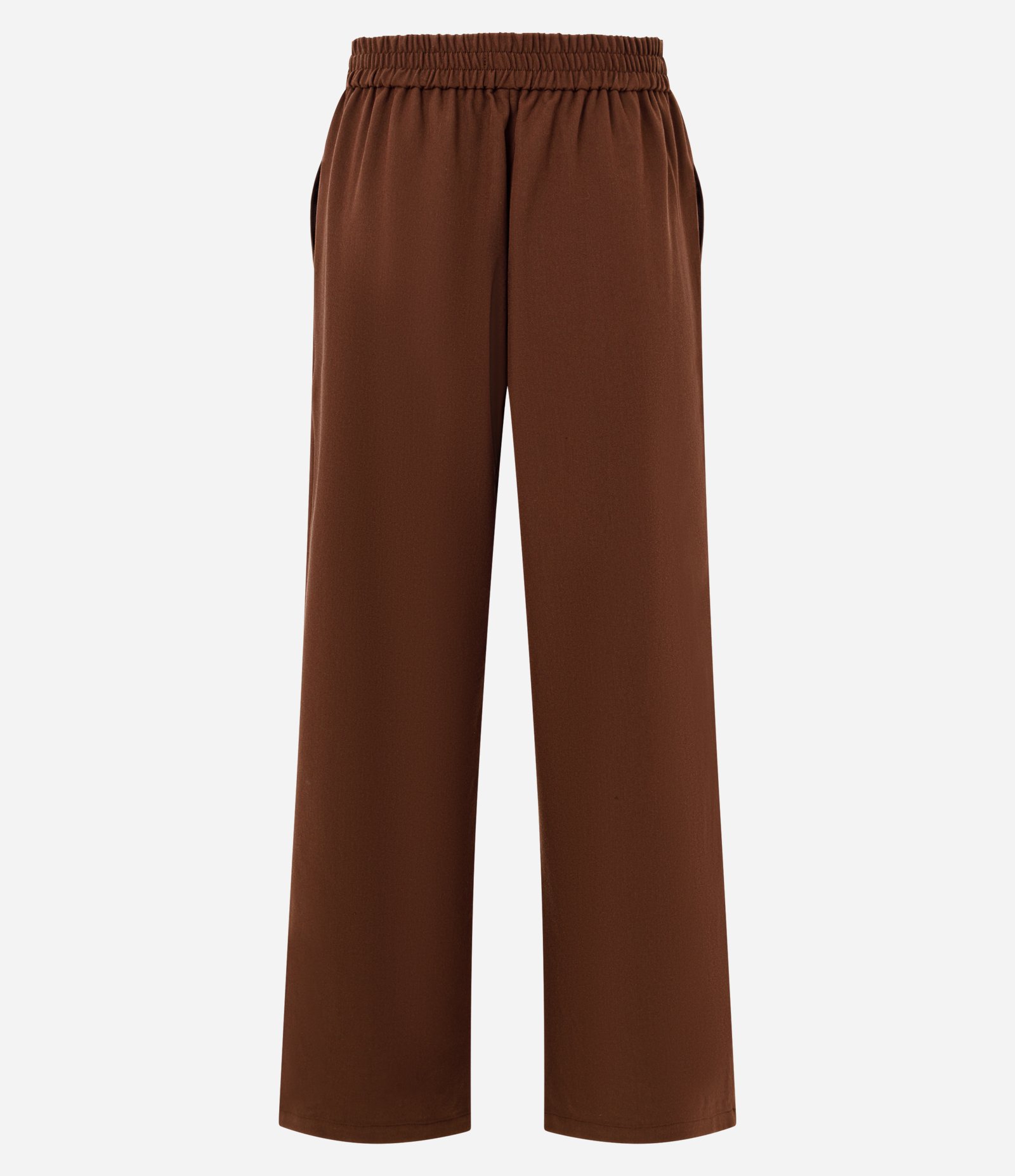 Calça Alfaiatada Wide em Crepe com Cós Elástico Marrom 2