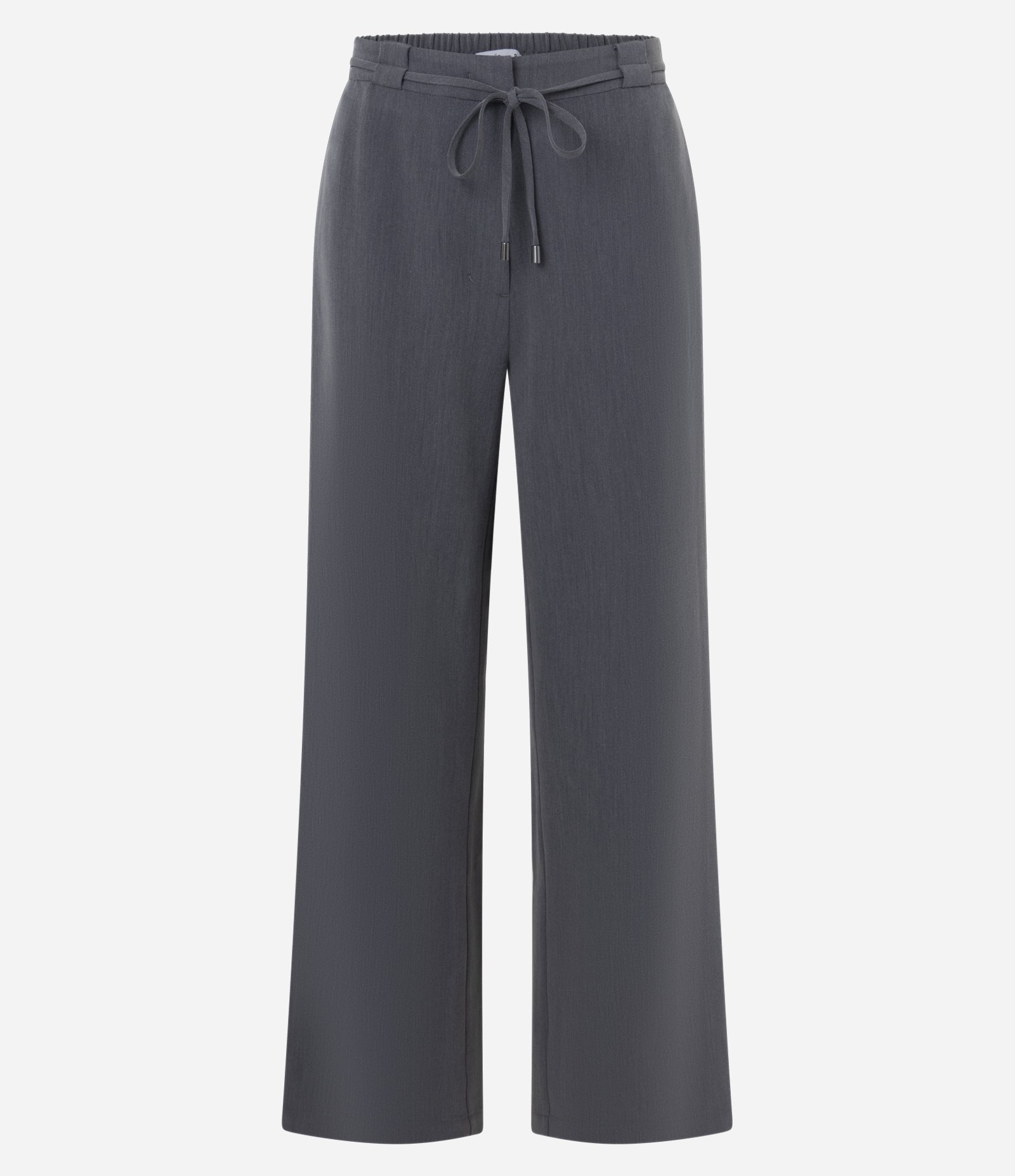 Calça Alfaiatada Wide em Crepe com Cós Elástico Cinza 1