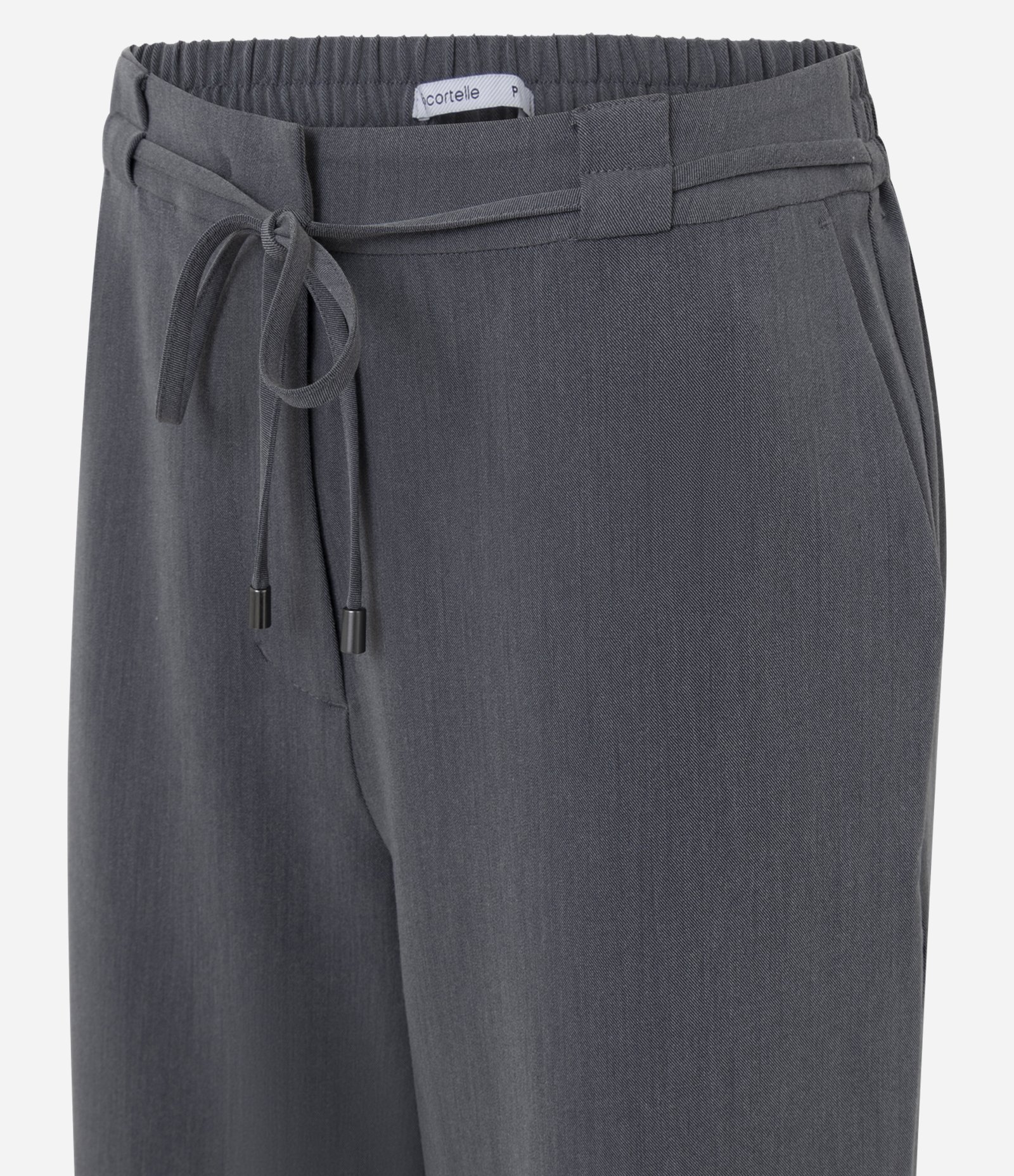 Calça Alfaiatada Wide em Crepe com Cós Elástico Cinza 2