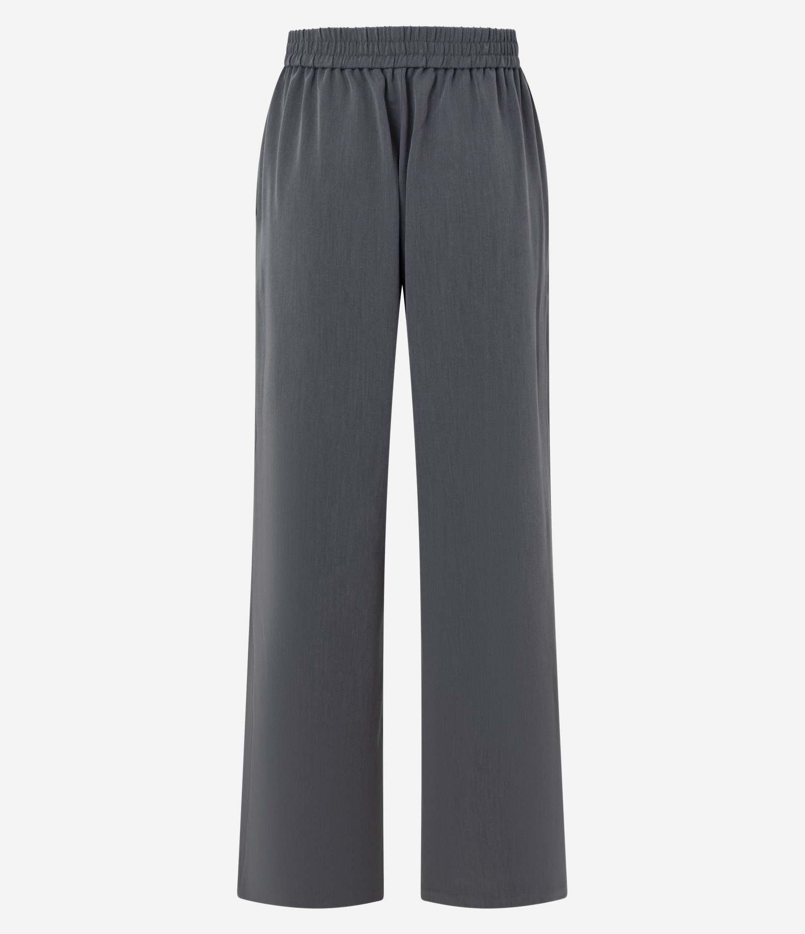 Calça Alfaiatada Wide em Crepe com Cós Elástico Cinza 3