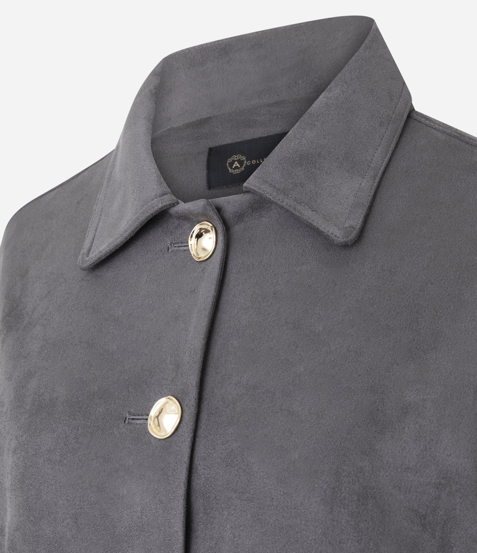 Jaqueta Estruturada em Suede com Bolsos Frontais Cinza 7