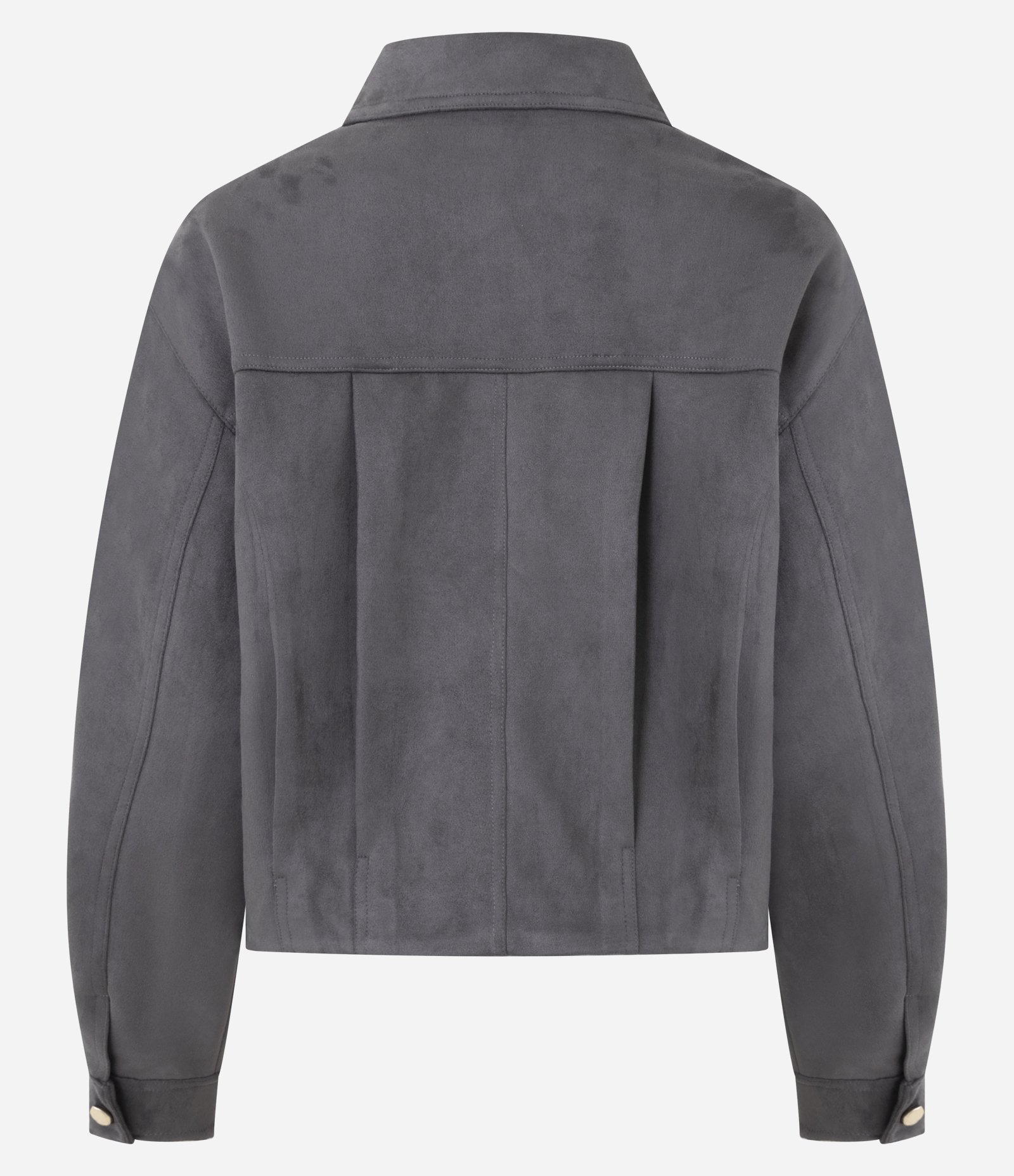 Jaqueta Estruturada em Suede com Bolsos Frontais Cinza 8