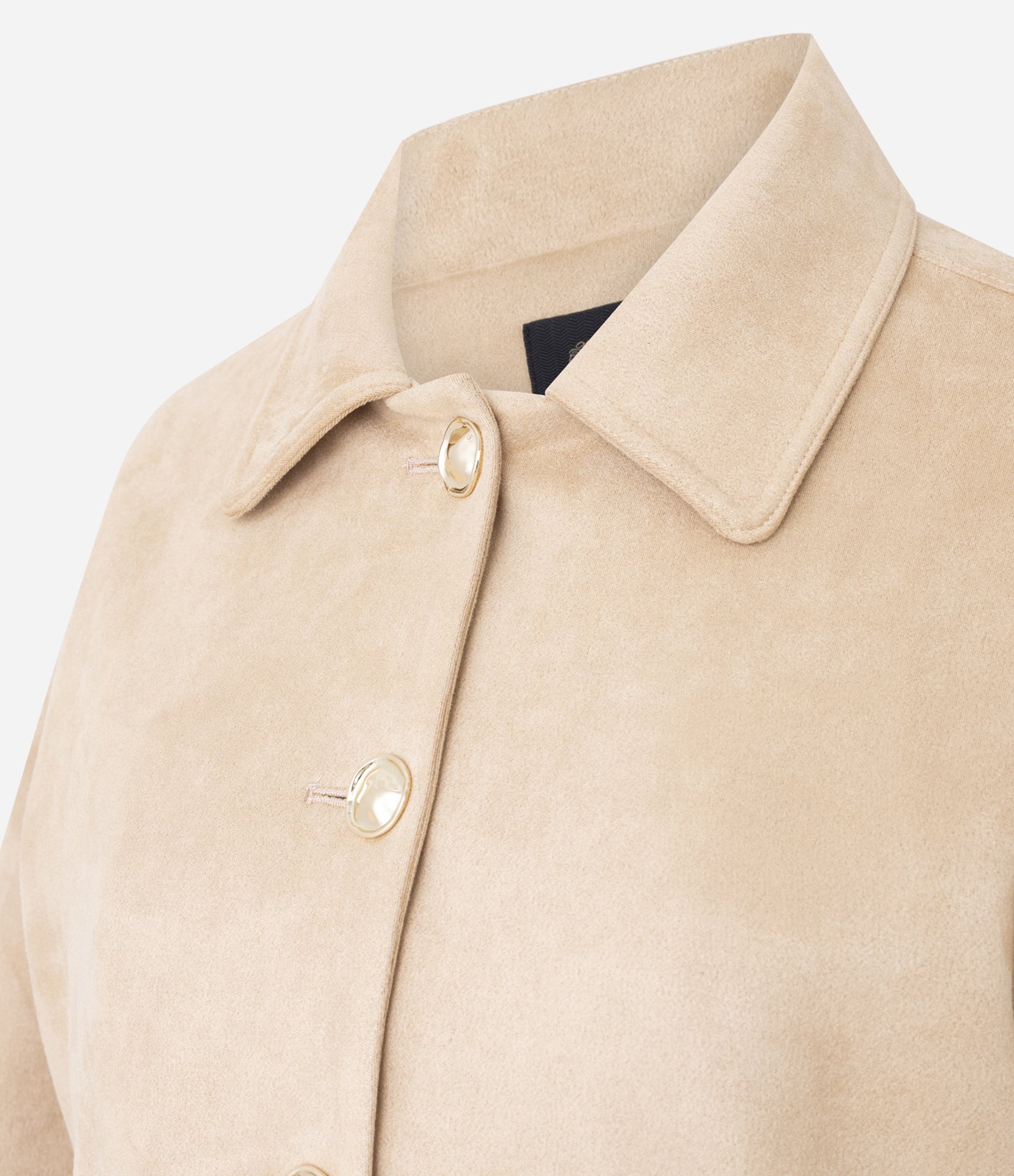 Jaqueta Estruturada em Suede com Bolsos Frontais Bege 6
