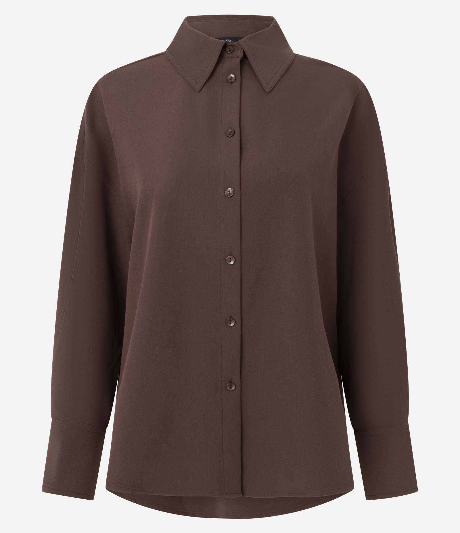 Camisa Oversized Alfaiatada com Punho Largo Marrom 5