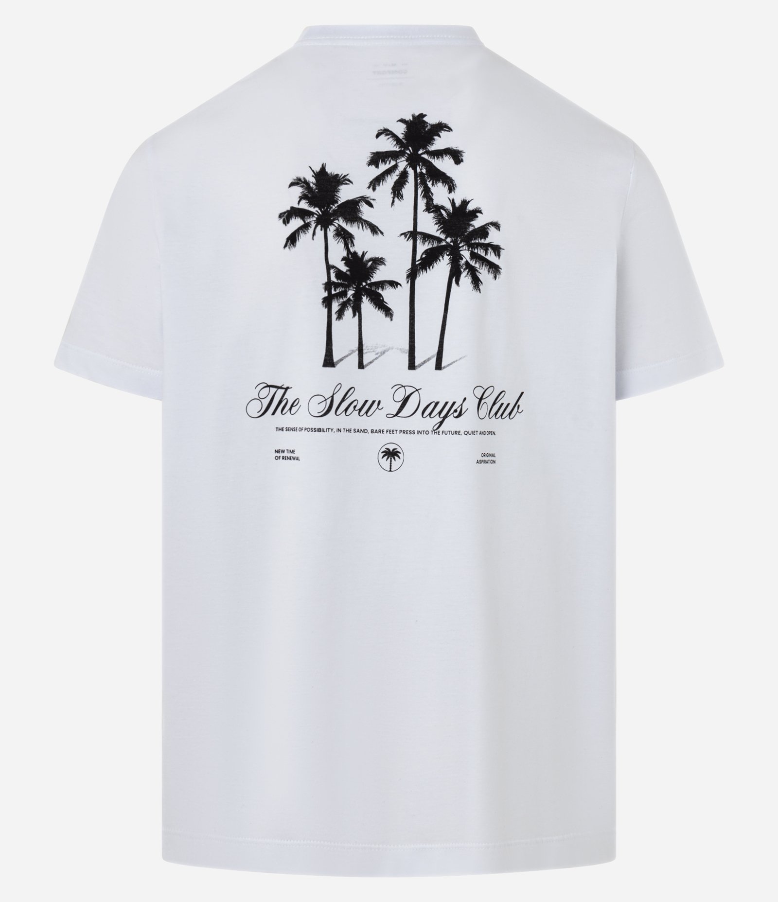Camiseta Comfort em Algodão com Estampa Frente e Costas Palmeiras Branco 6