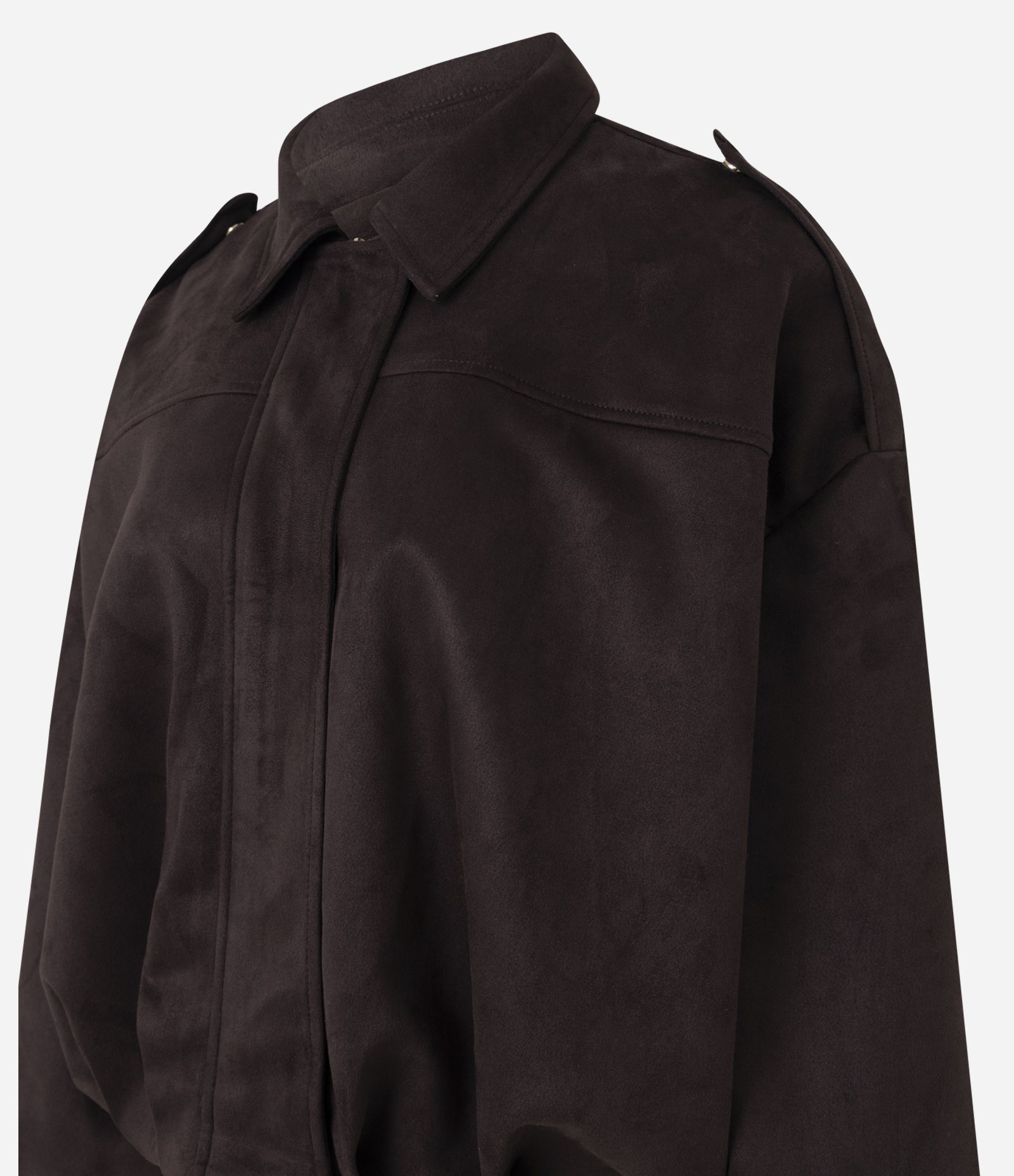 Jaqueta Bomber Suede Com Gola Clássica Marrom 2