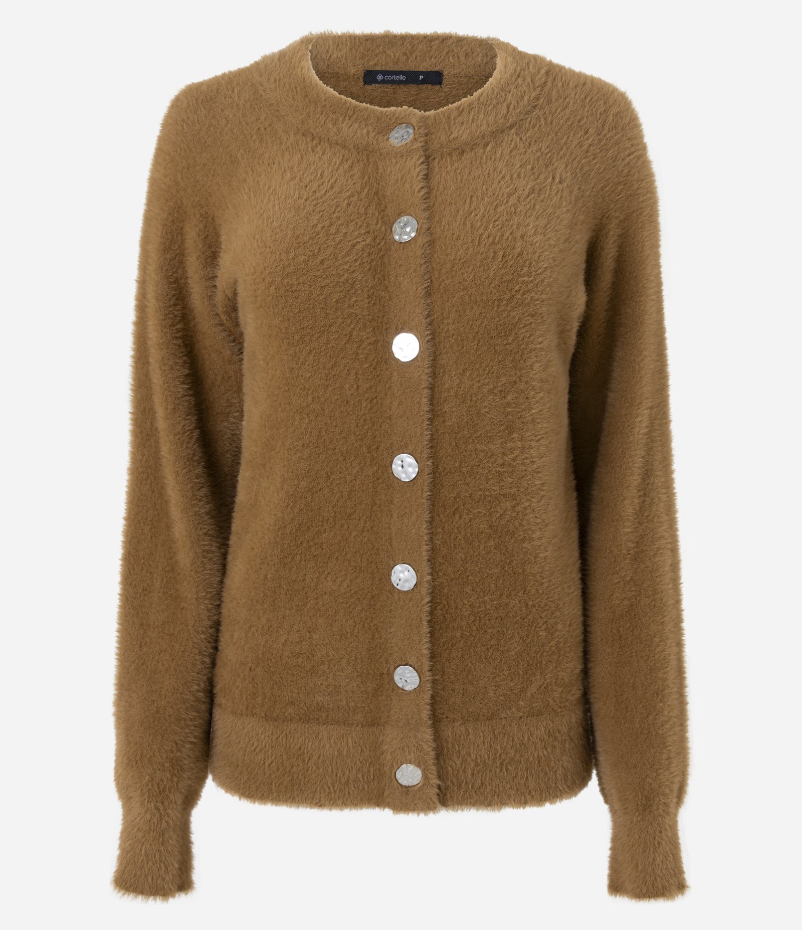 Cardigan Regular em Tricô com Textura de Pelinhos Marrom 5