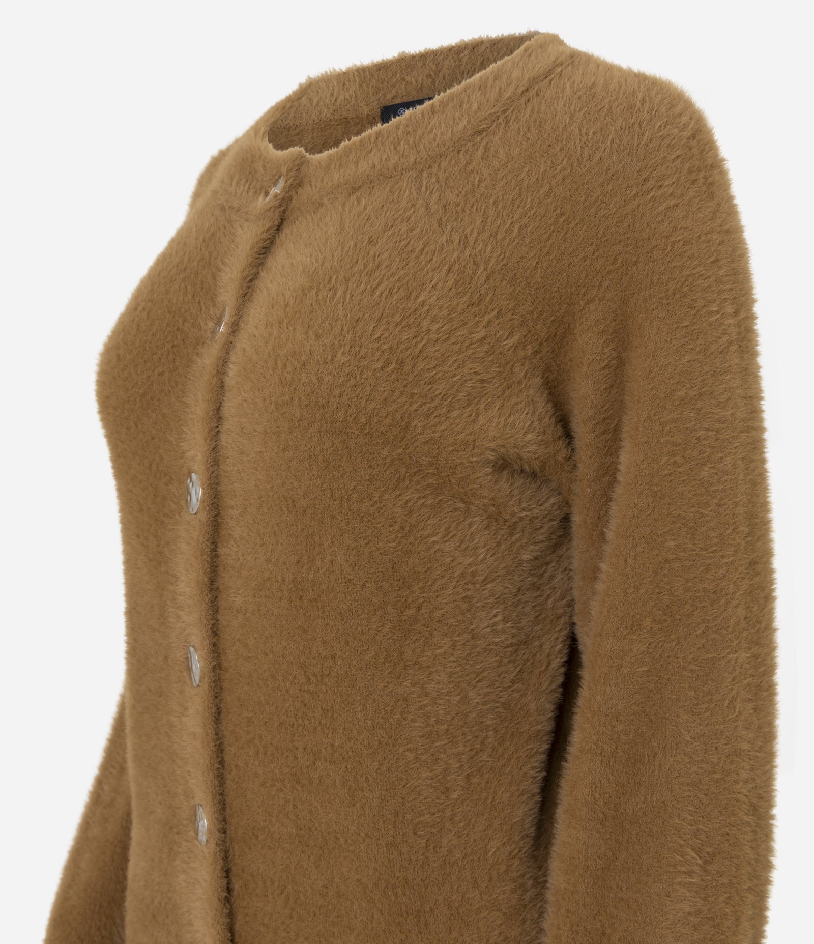 Cardigan Regular em Tricô com Textura de Pelinhos Marrom 6