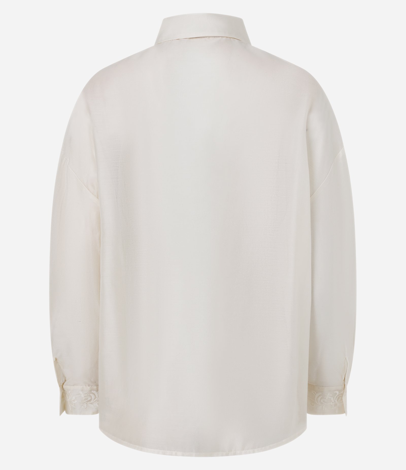 Camisa Manga Longa em Voil com Bordado no Bolso Branco 8