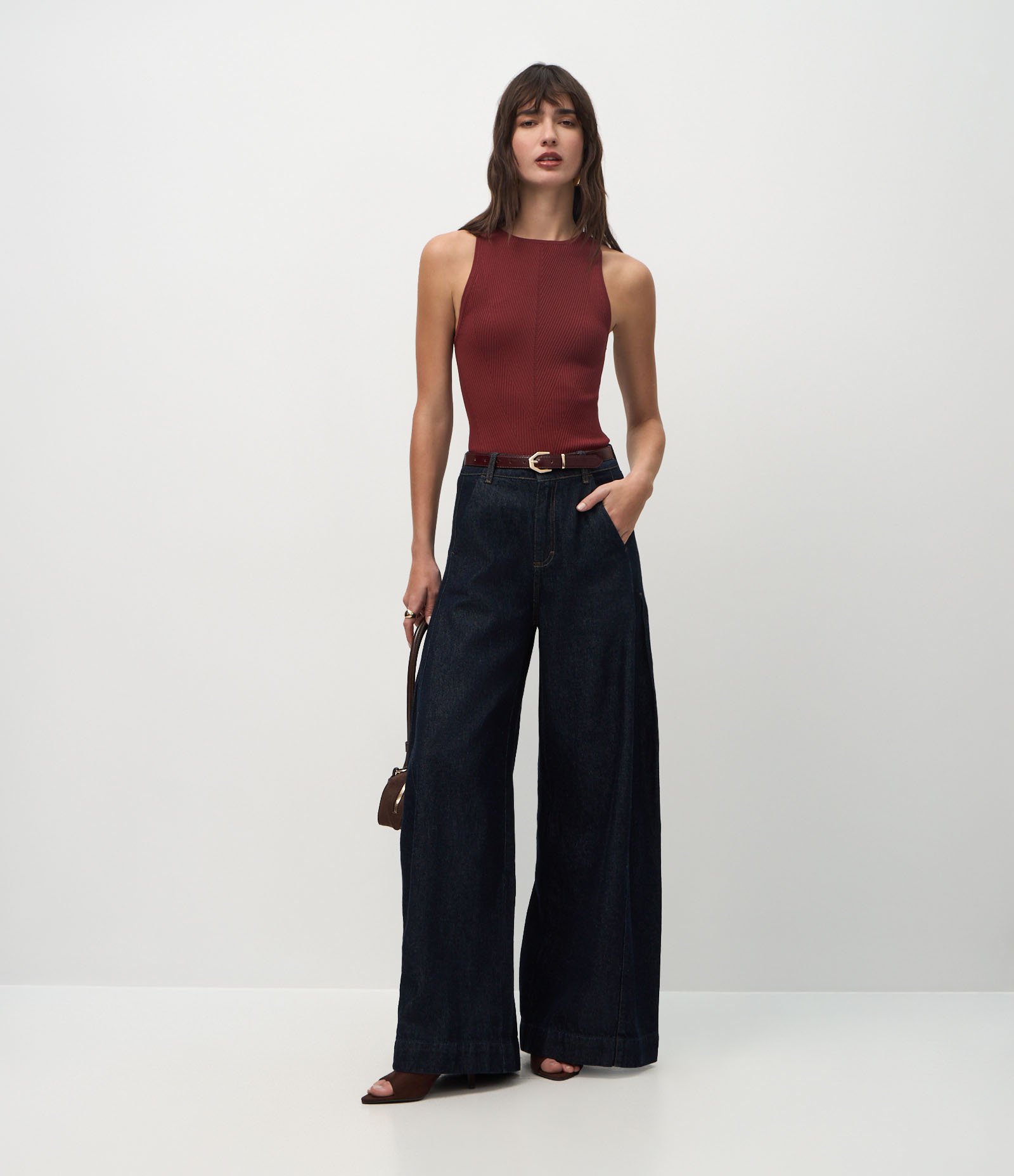 Blusa Estruturada em Tricô com Textura Canelada Terracota 2