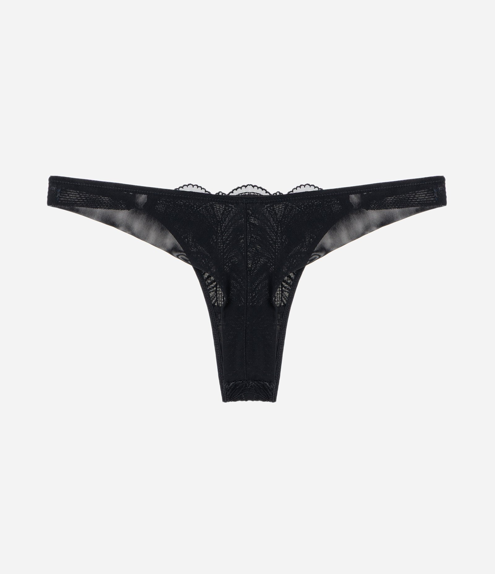 Calcinha Biquini em Fio Duplo com Tule Floral Preto 6