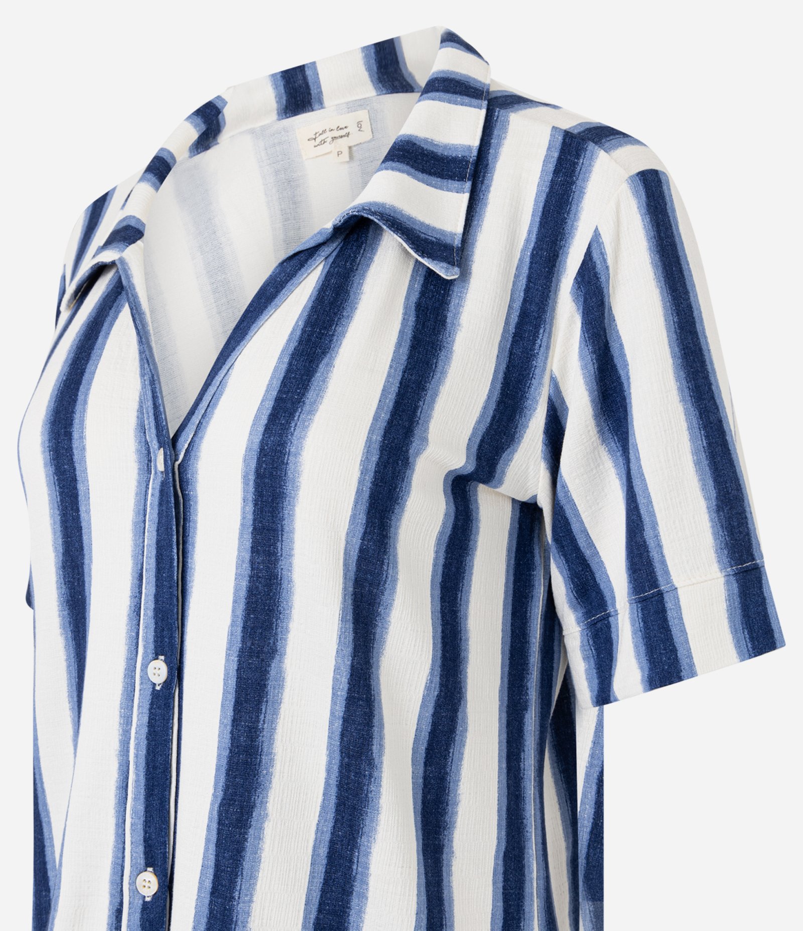 Pijama Short Doll Americano em Viscolycra Listrado Azul/Branco 5