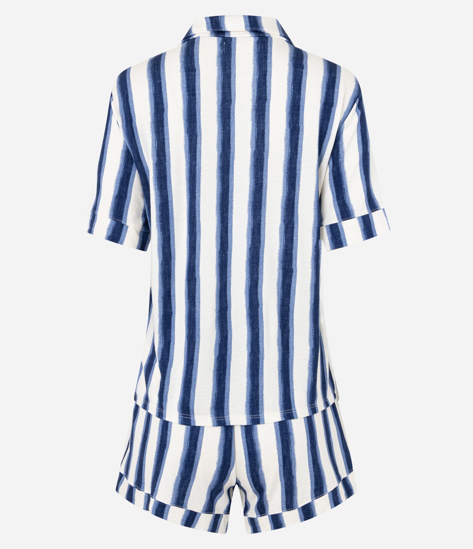 Pijama Short Doll Americano em Viscolycra Listrado Azul/Branco 7