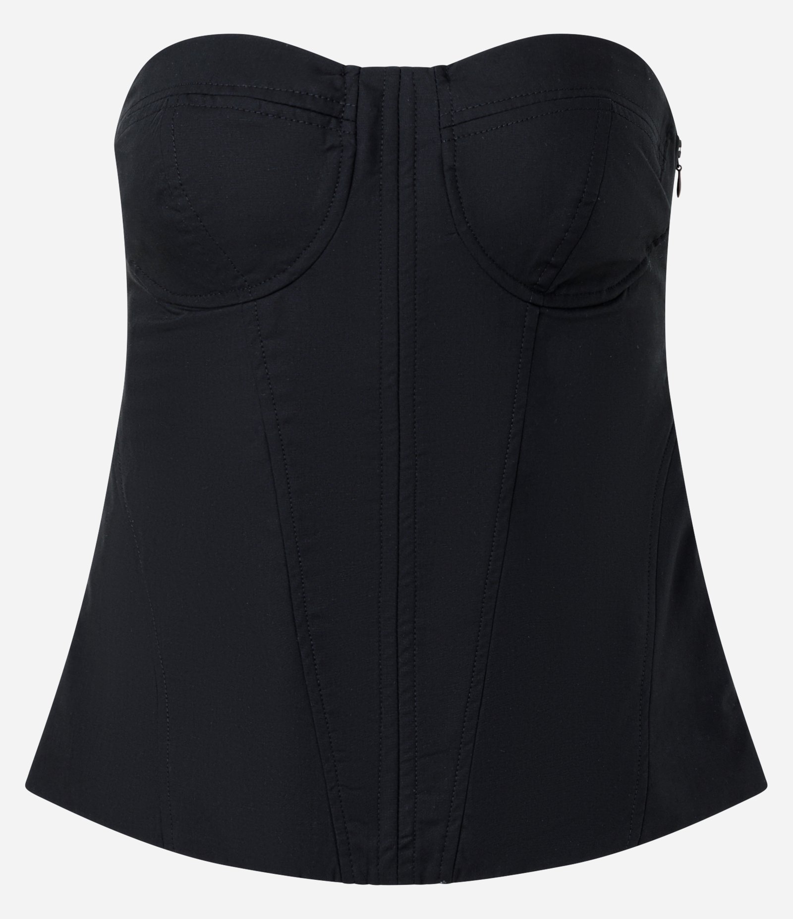 Blusa Corset em Tricoline com Recorte no Busto Preto 6