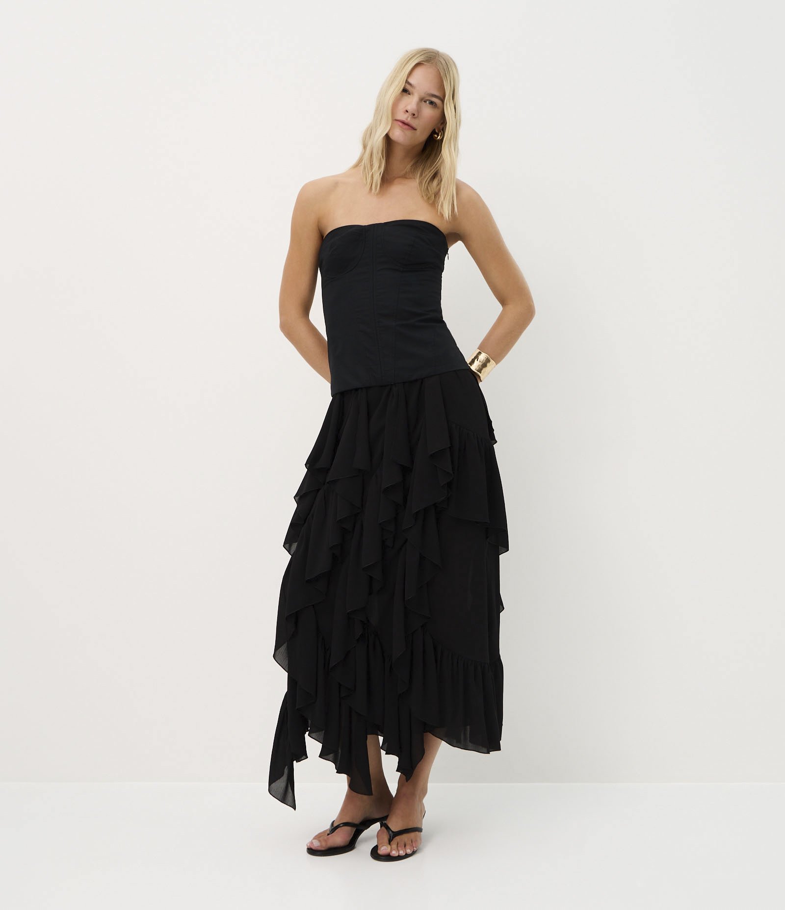 Blusa Corset em Tricoline com Recorte no Busto Preto 2