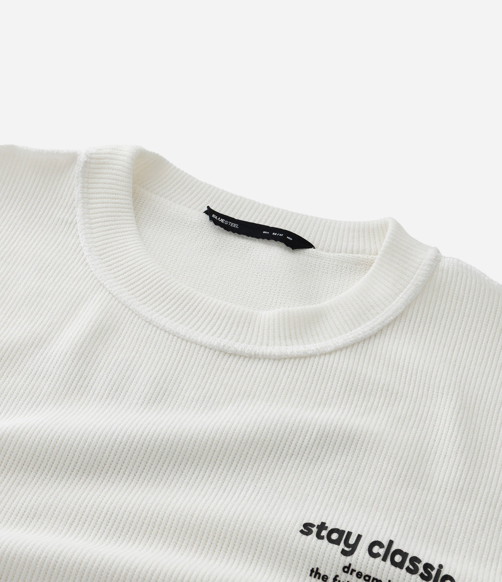 Camiseta com Elastano Texturizado e Estampa Lettering Off White 9