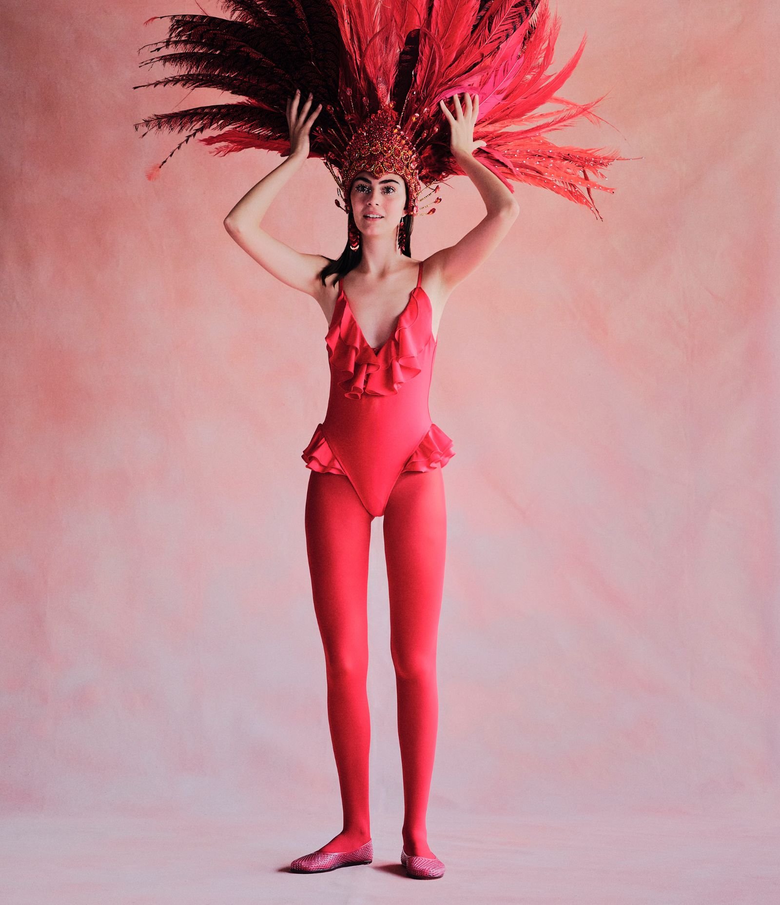 Maiô em Microfibra com Decote e Babados Vermelho 1